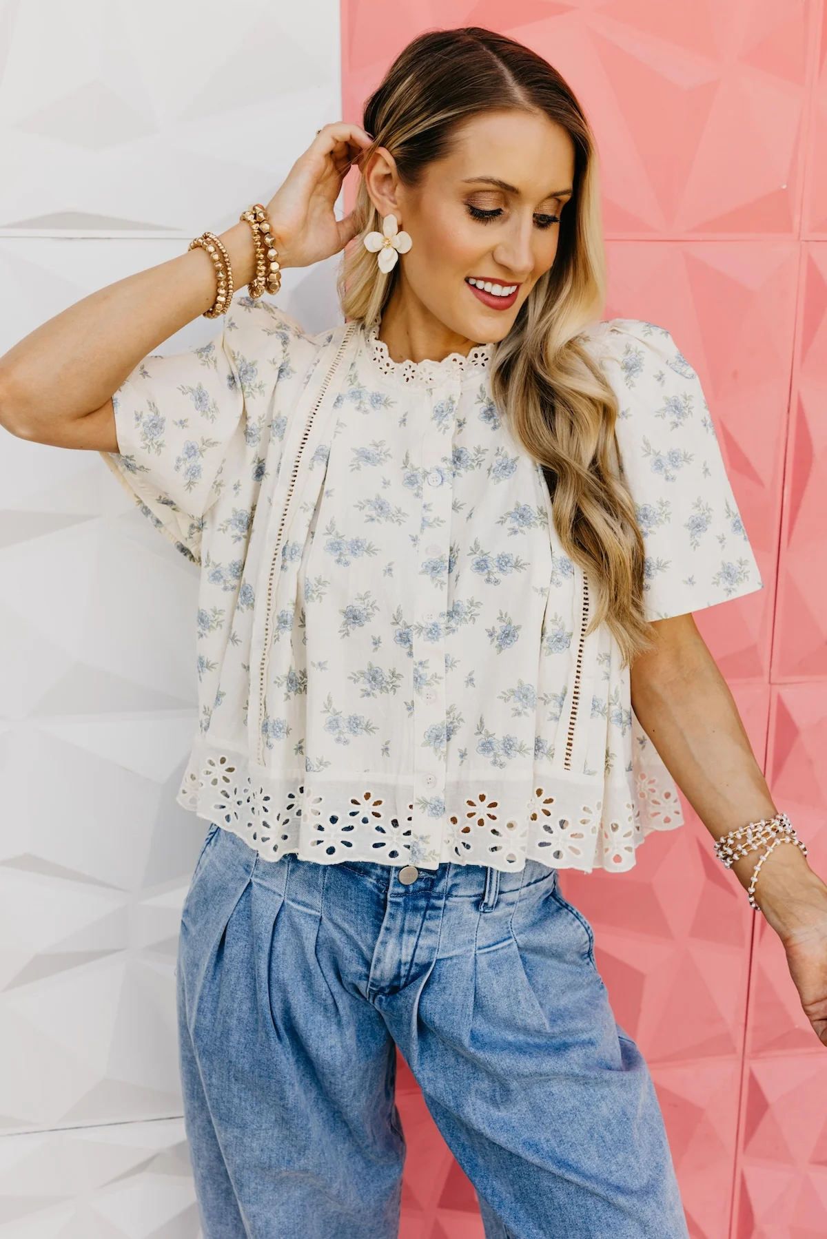 The Kayleigh Floral Flutter Sleeve Blouse - Image 7