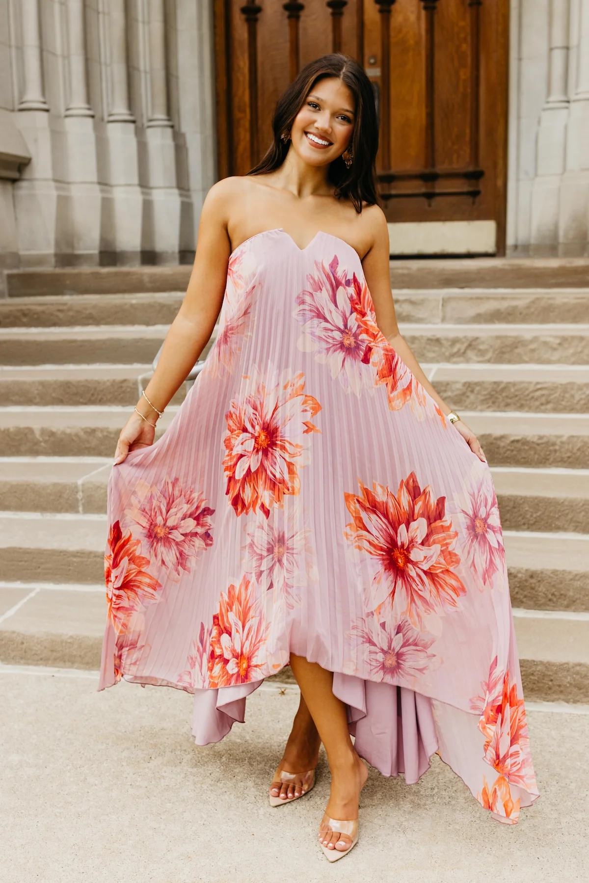 The Keira Pleated Floral Maxi Dress