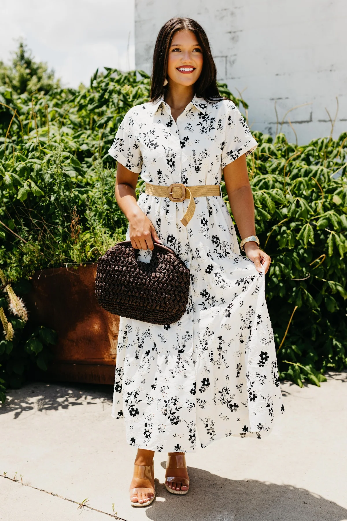 The Killian Embroidered Floral Belted Midi Dress - Image 3
