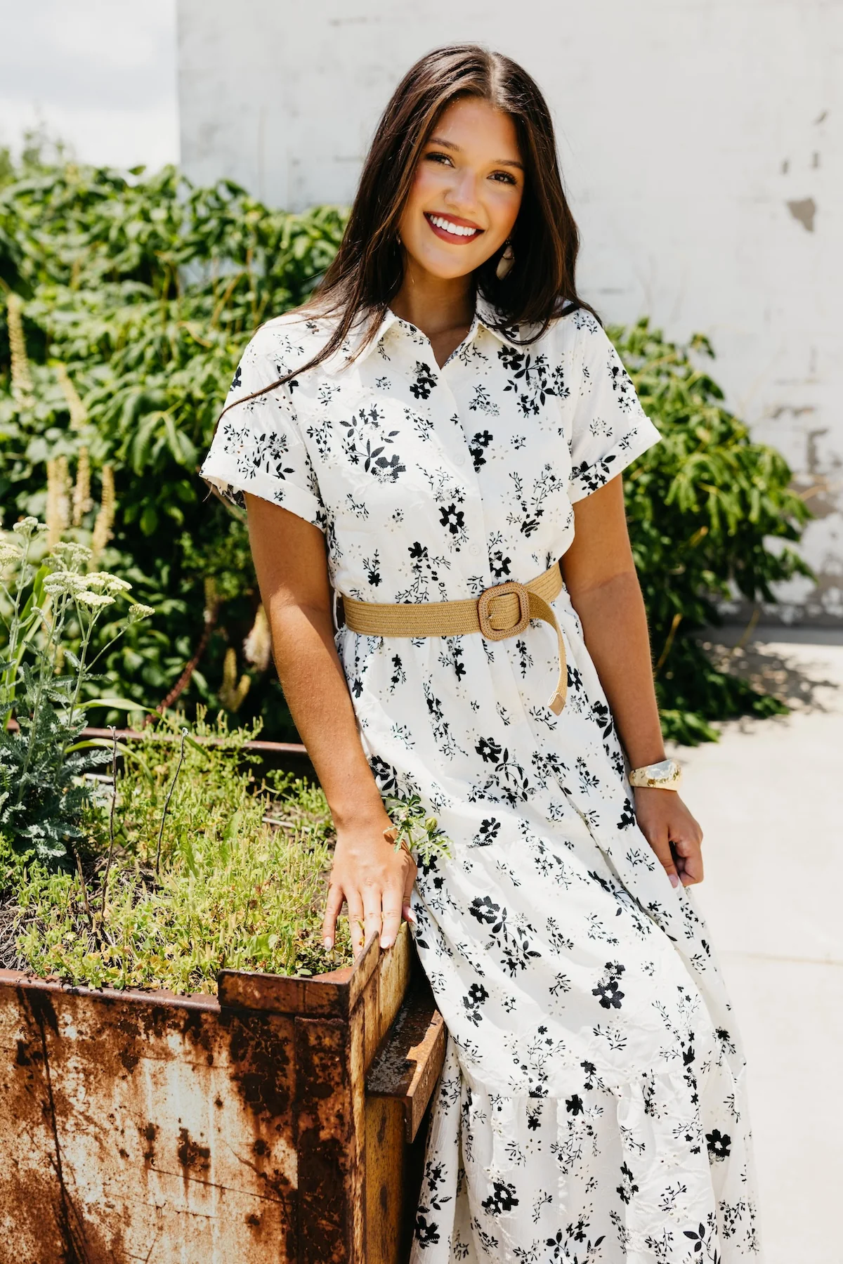 The Killian Embroidered Floral Belted Midi Dress - Image 7