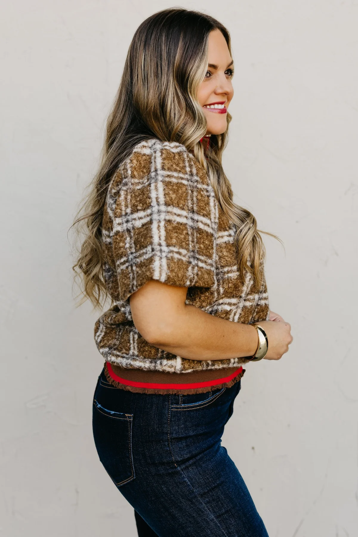 The Kynn Striped Band Detailed Plaid Sherpa Top - Image 14
