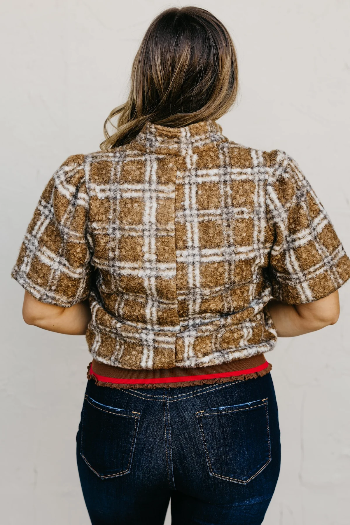 The Kynn Striped Band Detailed Plaid Sherpa Top - Image 15