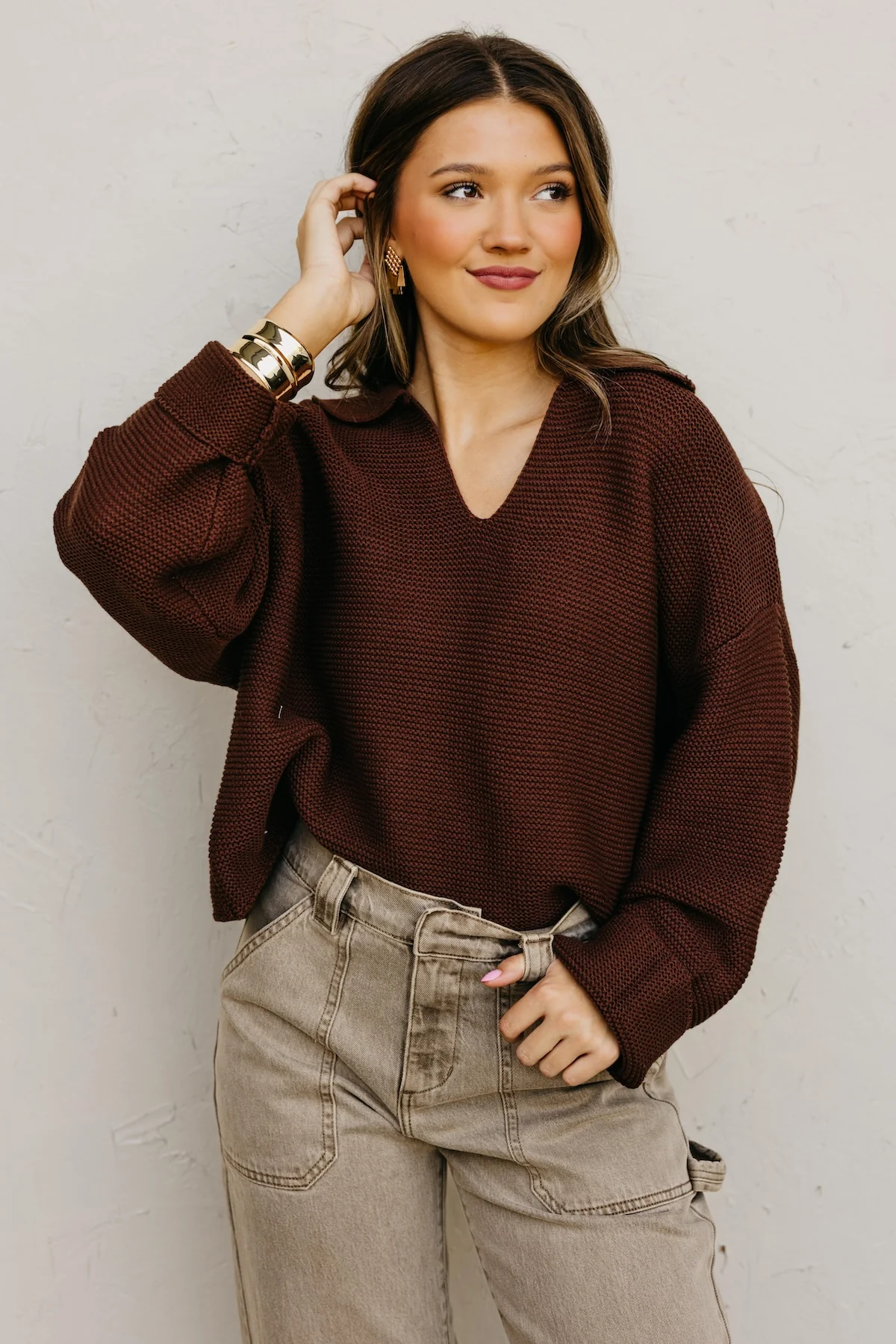 The Lala Collar V Neck Sweater - Image 8