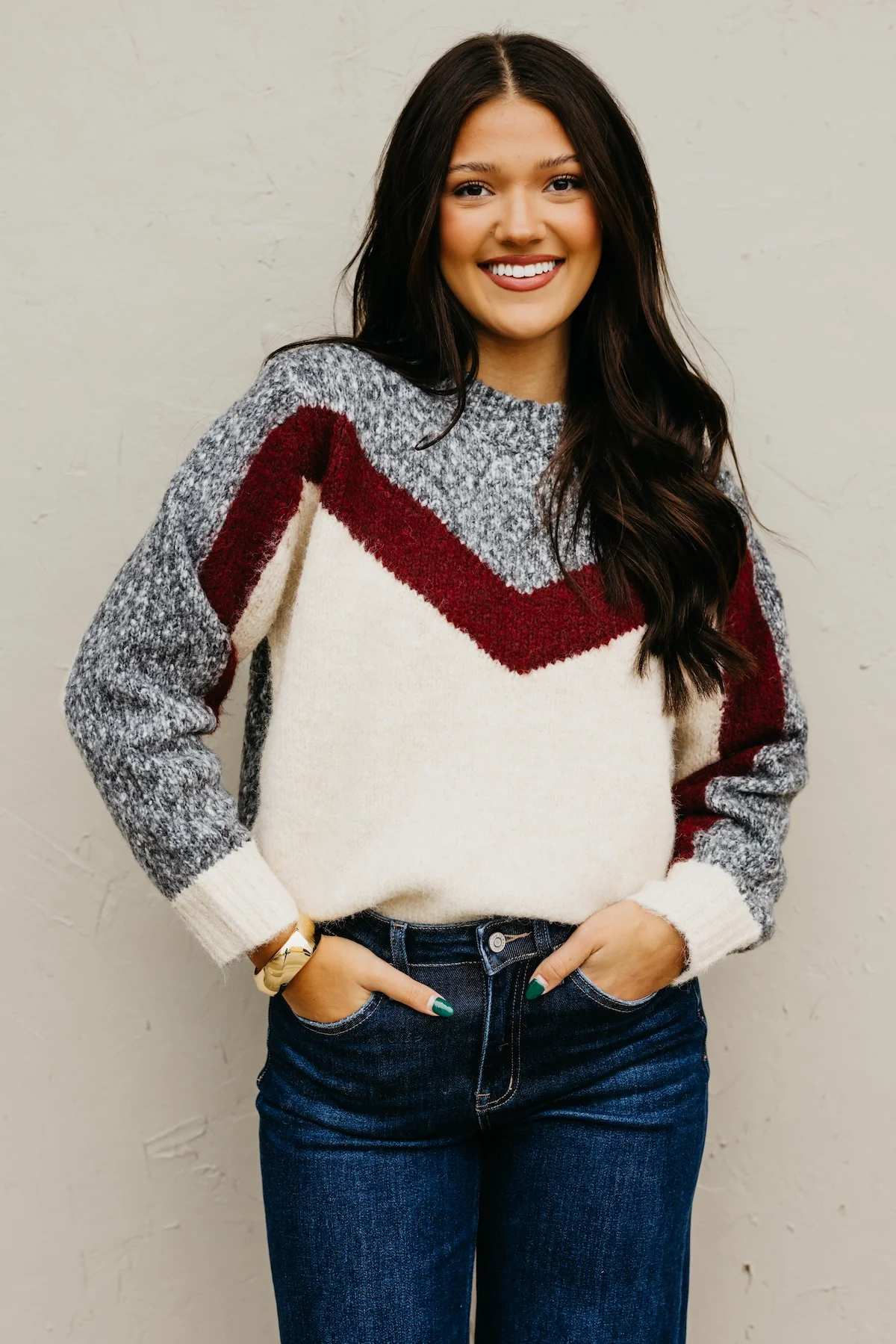 The Lana Aspen Chevron Colorblock Sweater - Image 5