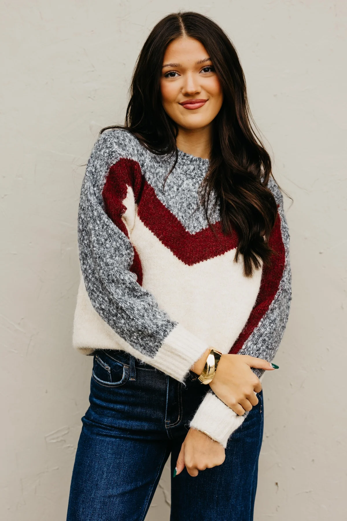 The Lana Aspen Chevron Colorblock Sweater - Image 7