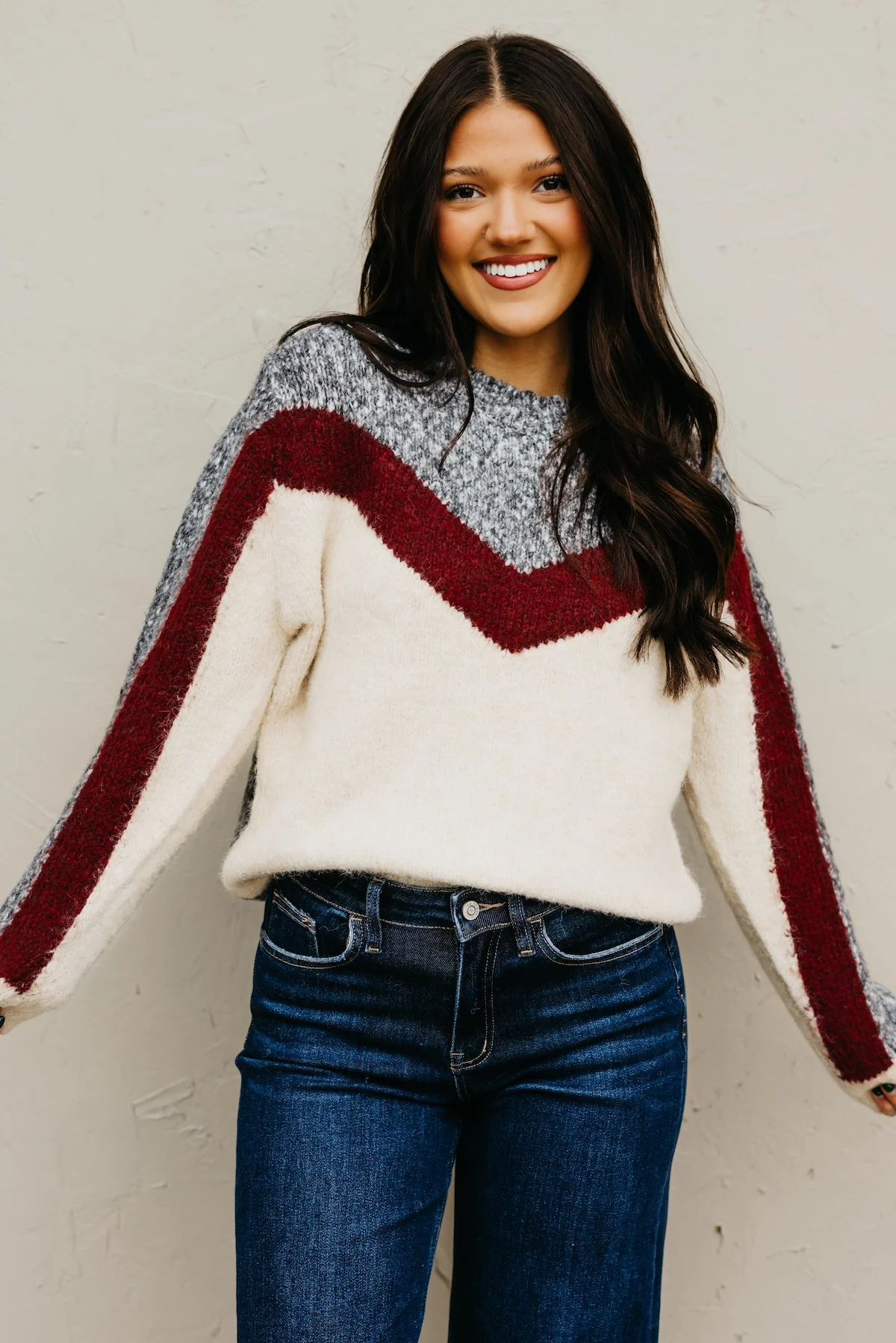 The Lana Aspen Chevron Colorblock Sweater - Image 8