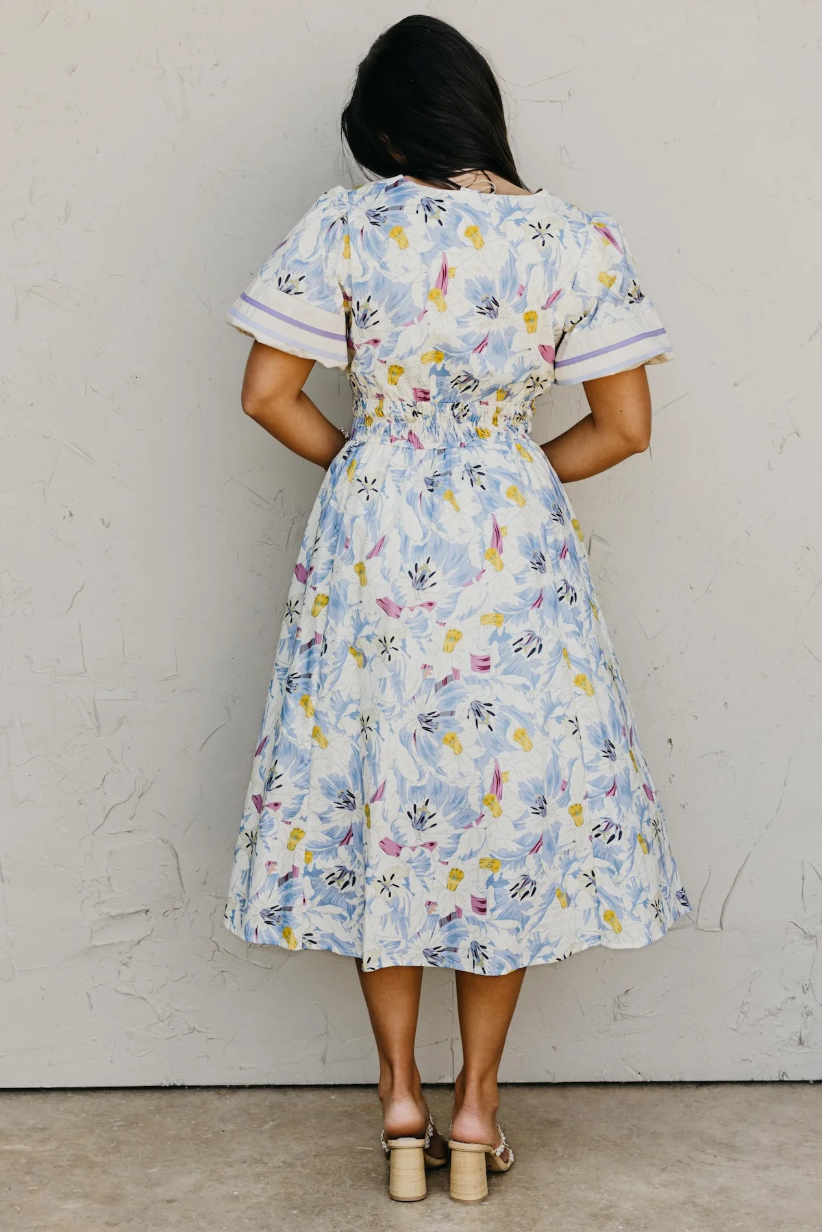 The Landon Puff Sleeve Floral Midi Dress - Image 9
