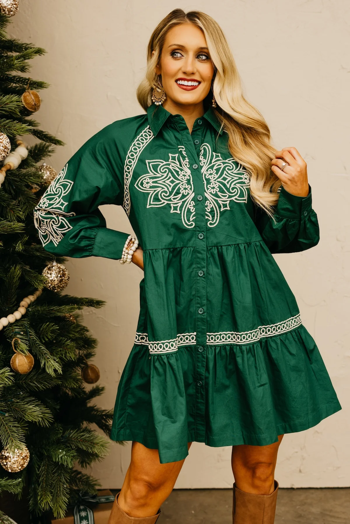The Lennie Embroidered Button-Down Dress - Image 10