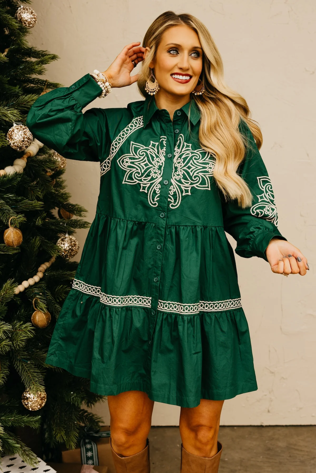 The Lennie Embroidered Button-Down Dress - Image 11