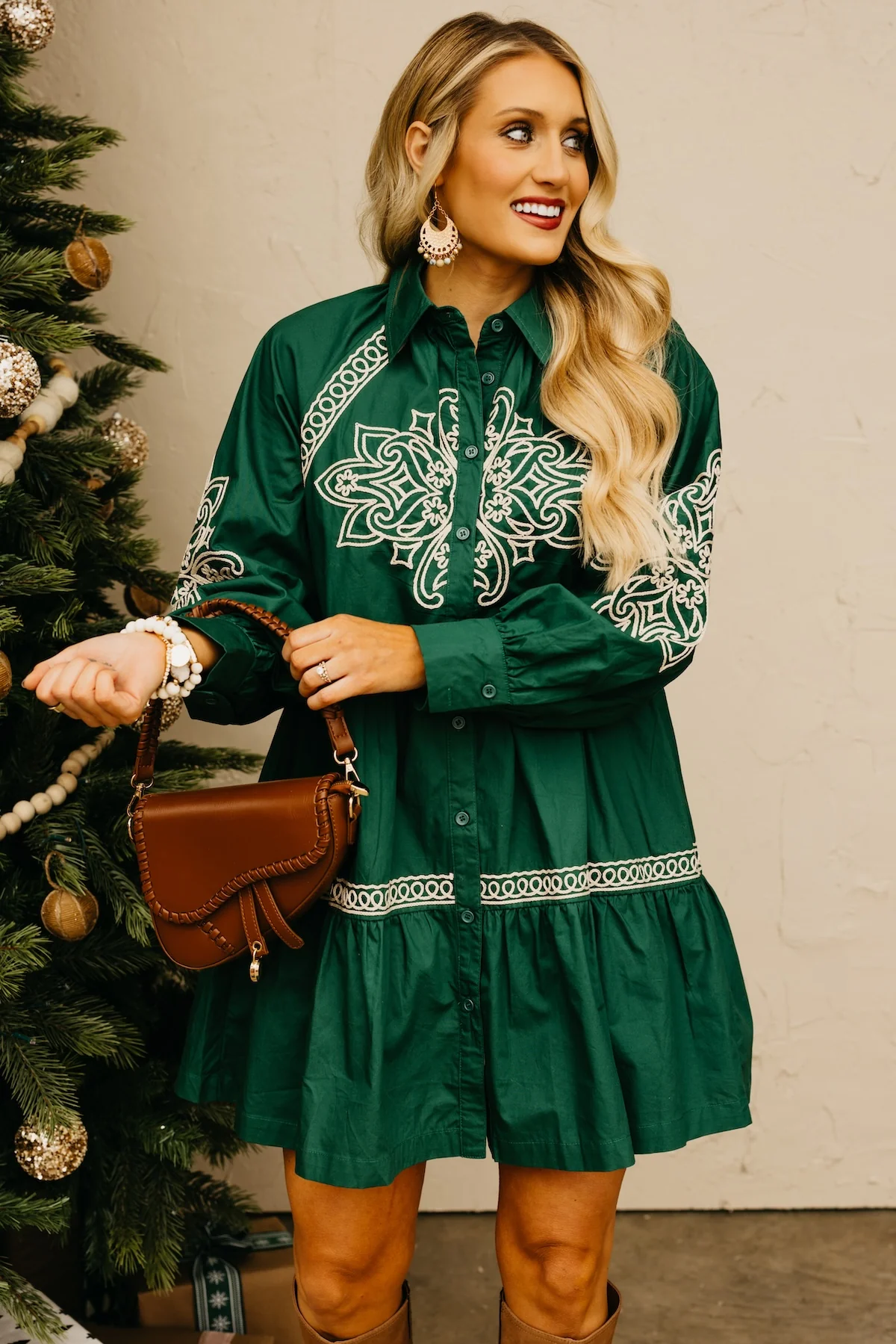 The Lennie Embroidered Button-Down Dress - Image 3