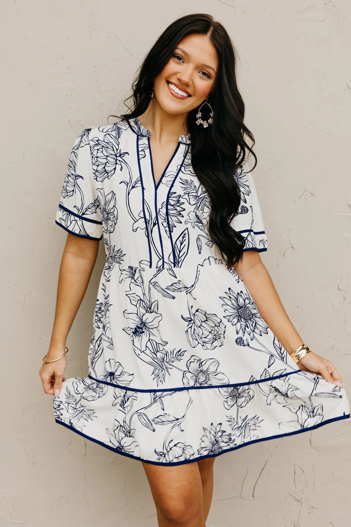 The Leo Piping Detail Mini Dress