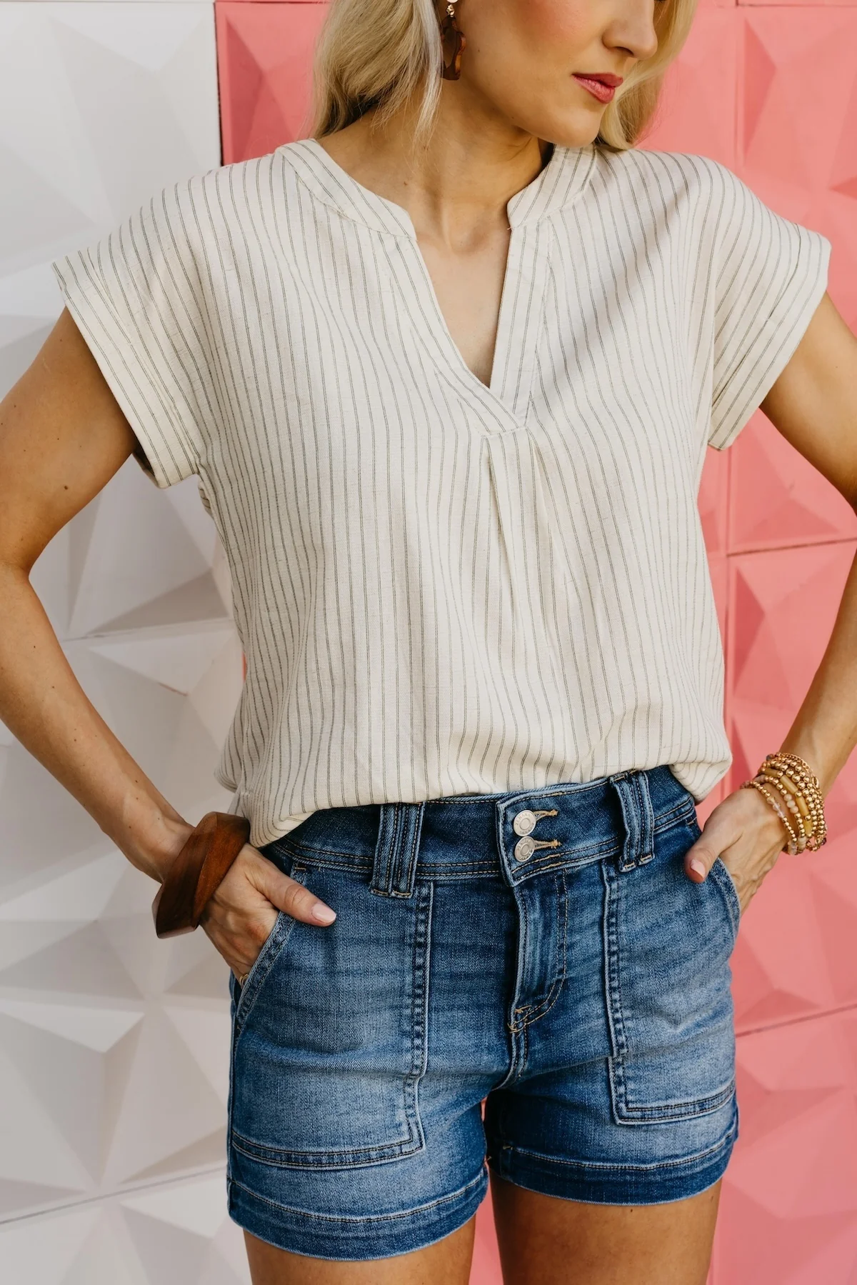The Leon Button Back Top