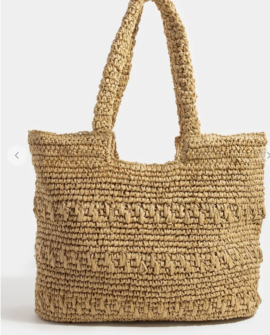The Leslie Straw Braided Square Tote Bag - Image 3