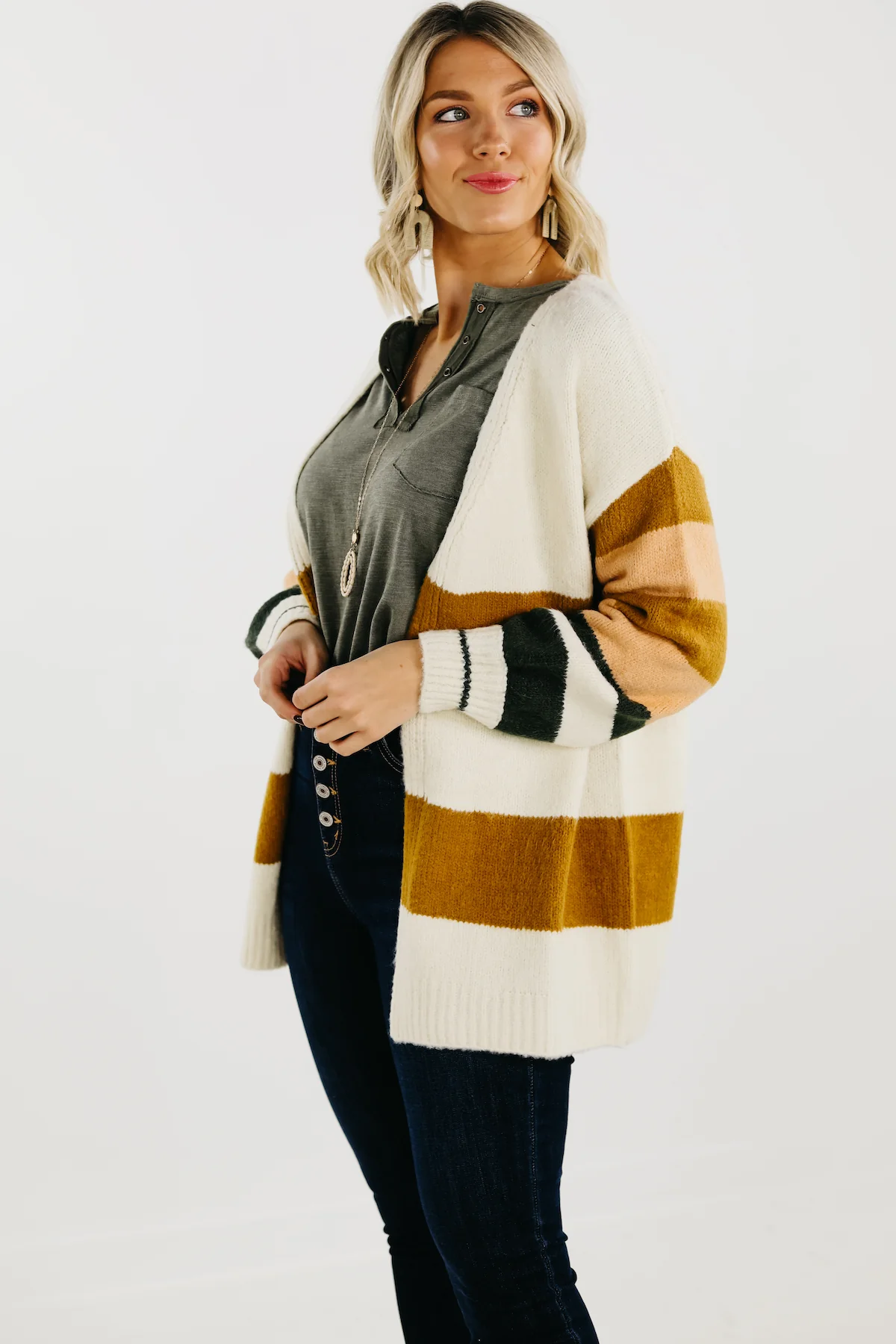 The Levi Soft Brushed Striped Cardigan - Image 5