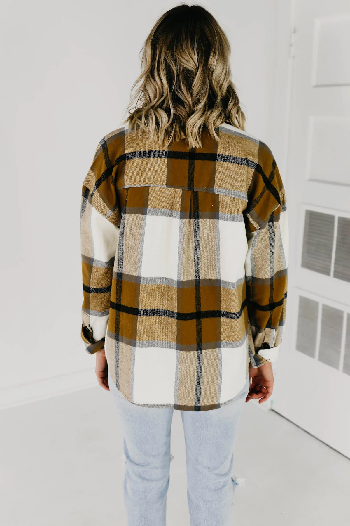 The Lia Plaid Shacket - Camel Multi - Image 10