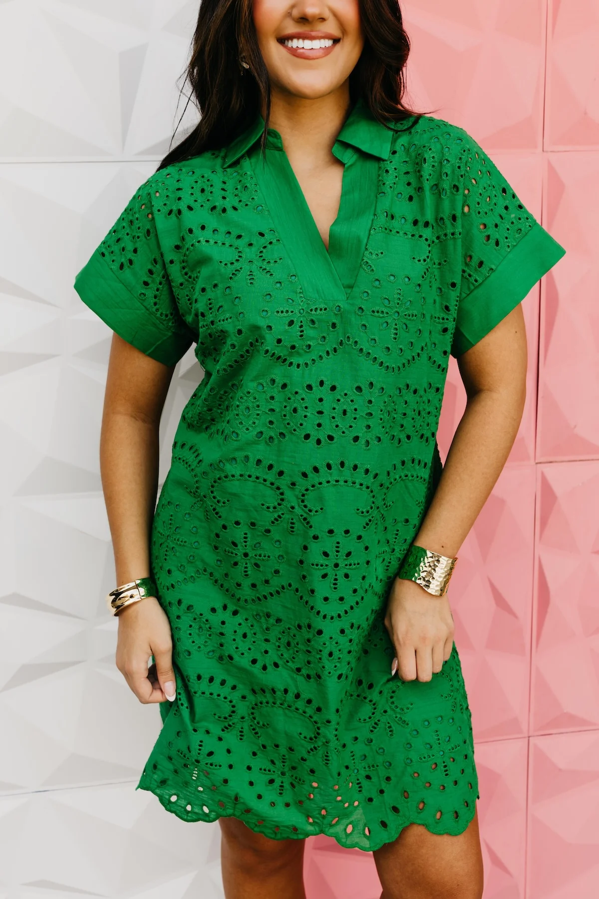 The Lilliana Eyelet Mini Dress - Image 3