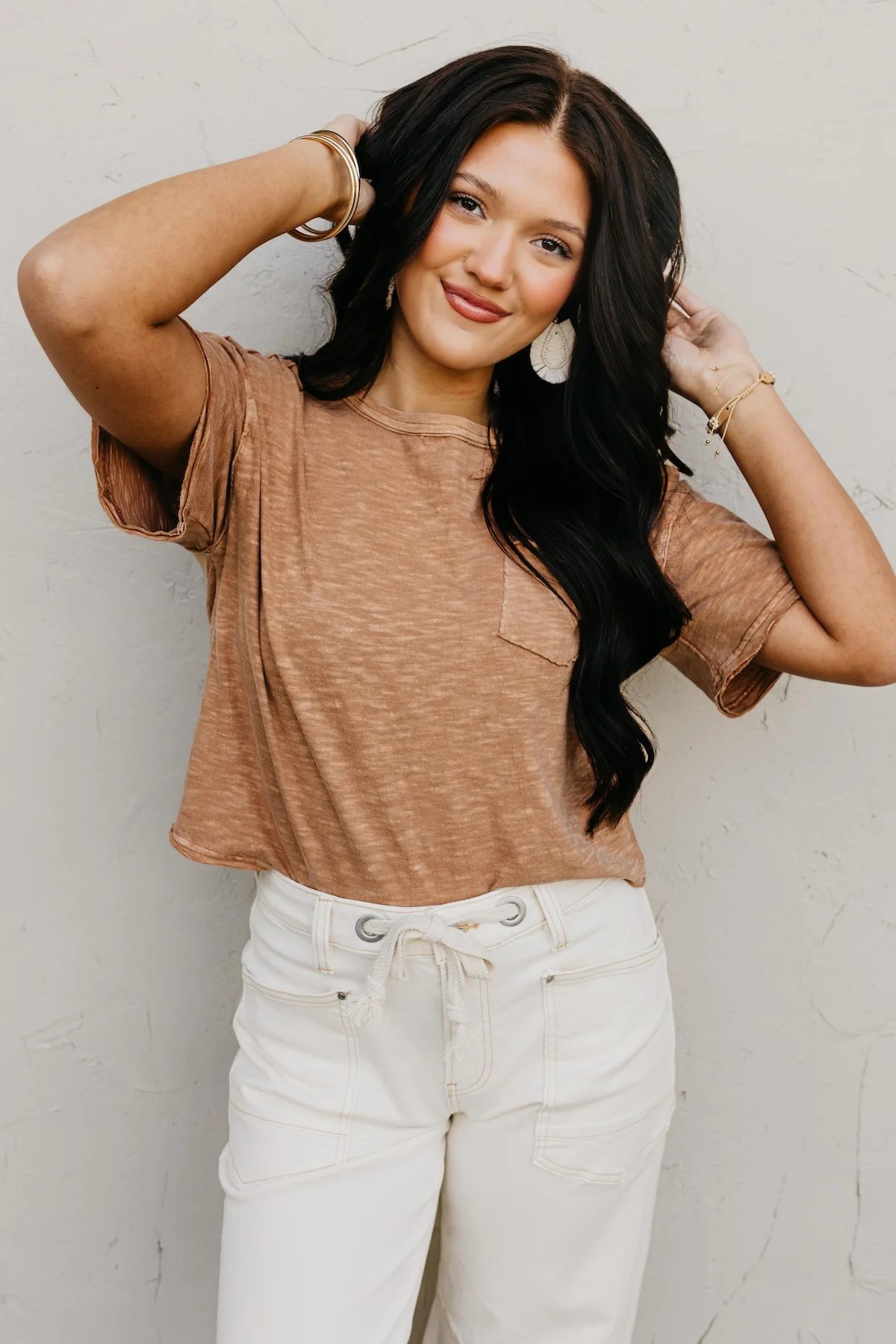 The Lola Raw Edge Exposed Seam Raglan Tee - Image 6
