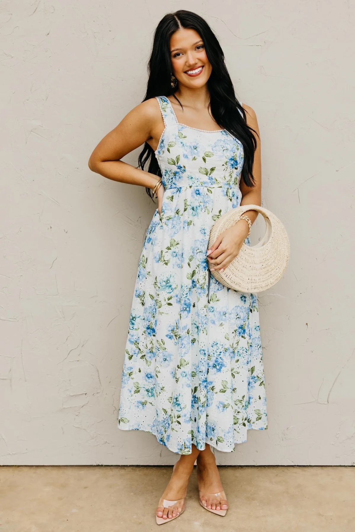 The Lorenzo Floral Eyelet Midi Dress