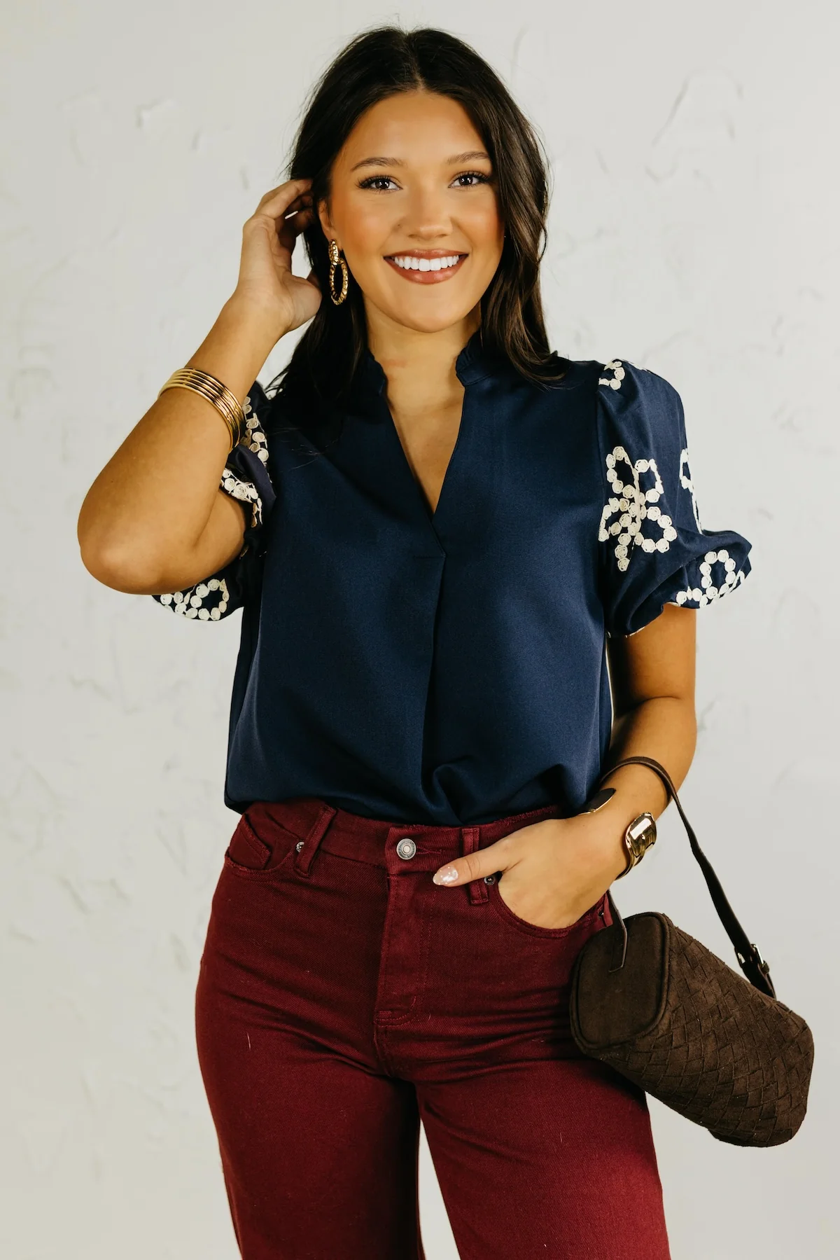 The Lyanna Puff Sleeve Embroidered Top - Image 3