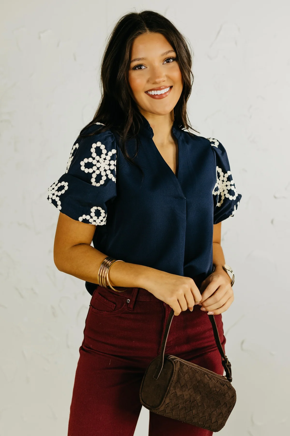The Lyanna Puff Sleeve Embroidered Top - Image 4