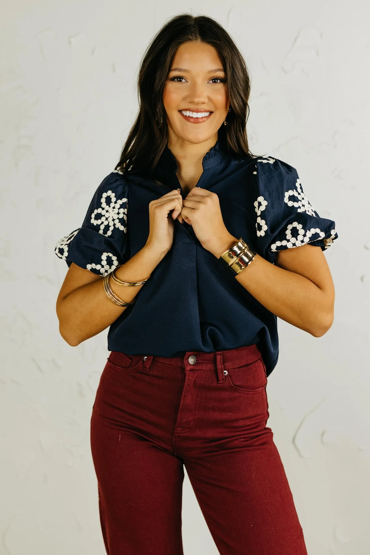 The Lyanna Puff Sleeve Embroidered Top - Image 5