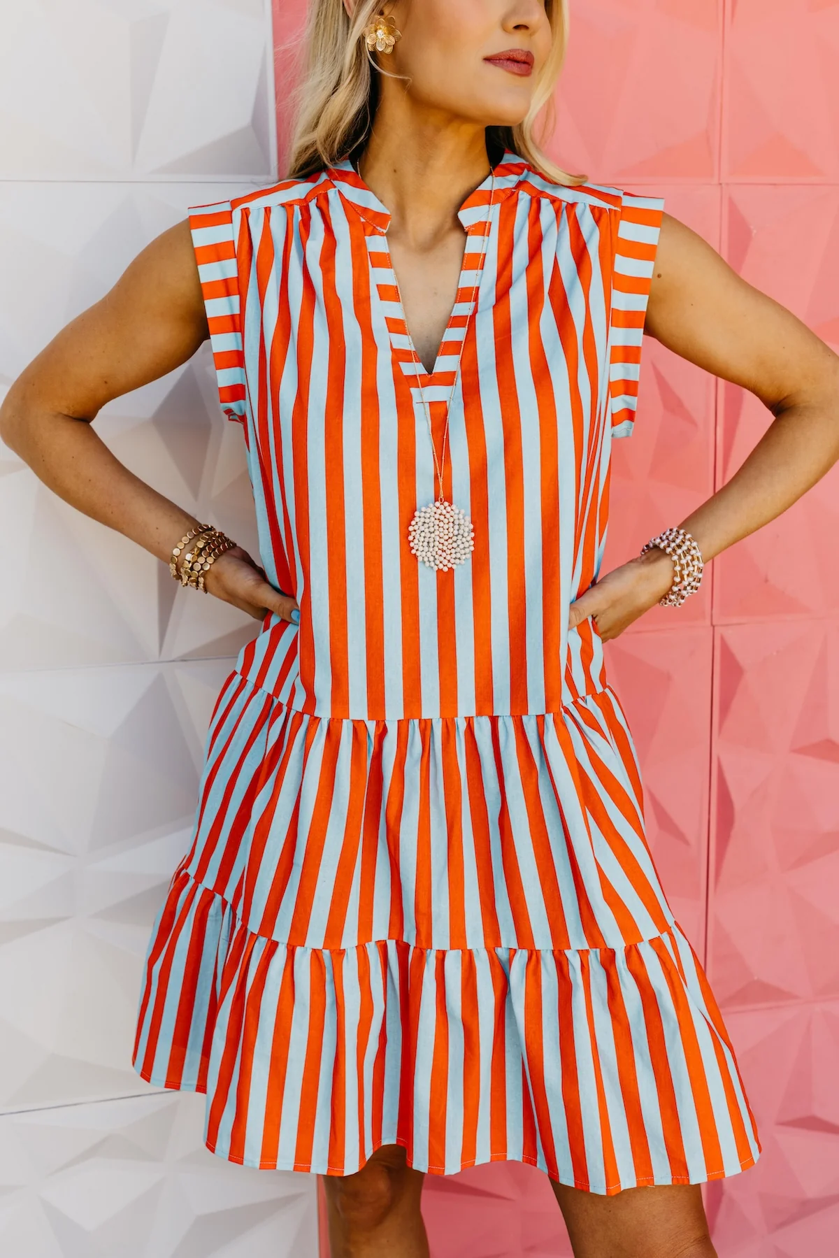 The Maci Striped Tiered Mini Dress - Image 3