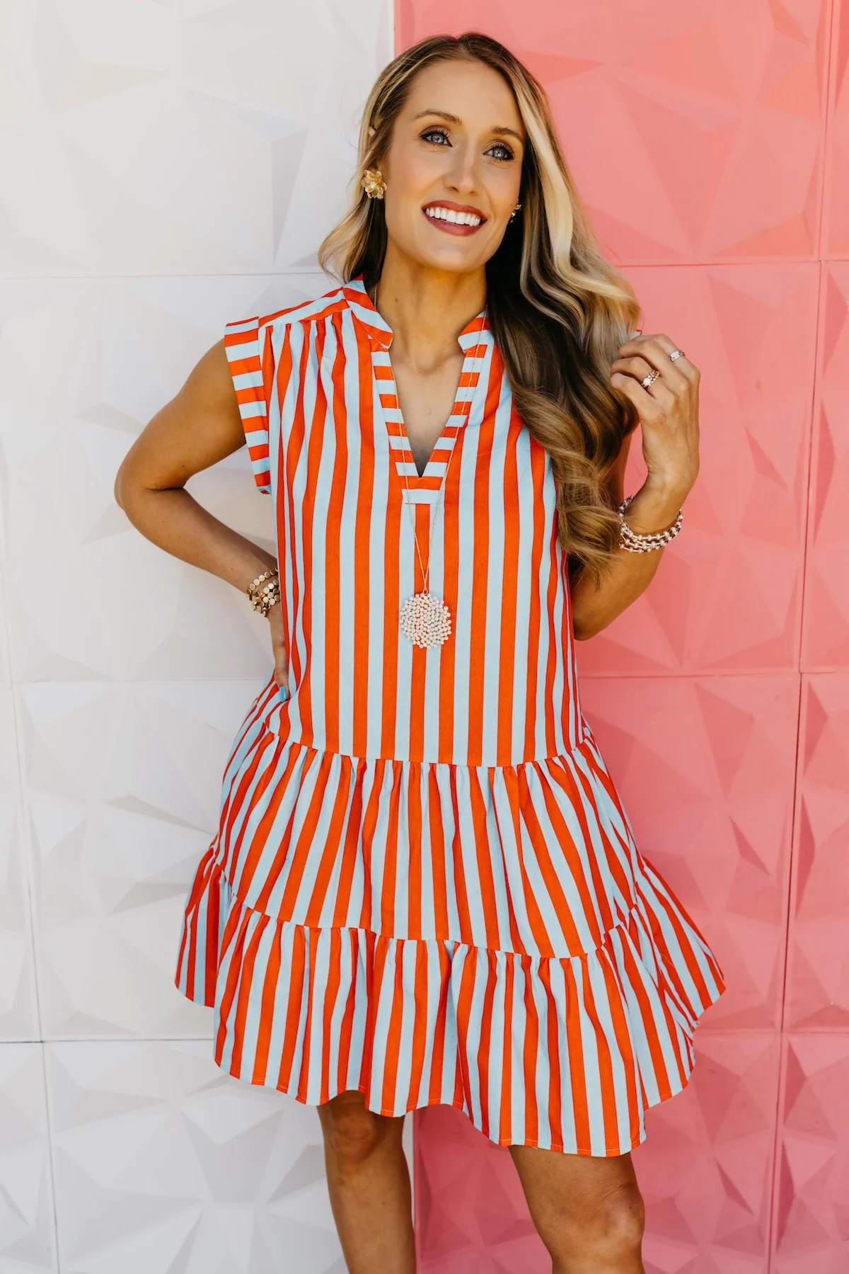 The Maci Striped Tiered Mini Dress - Image 5
