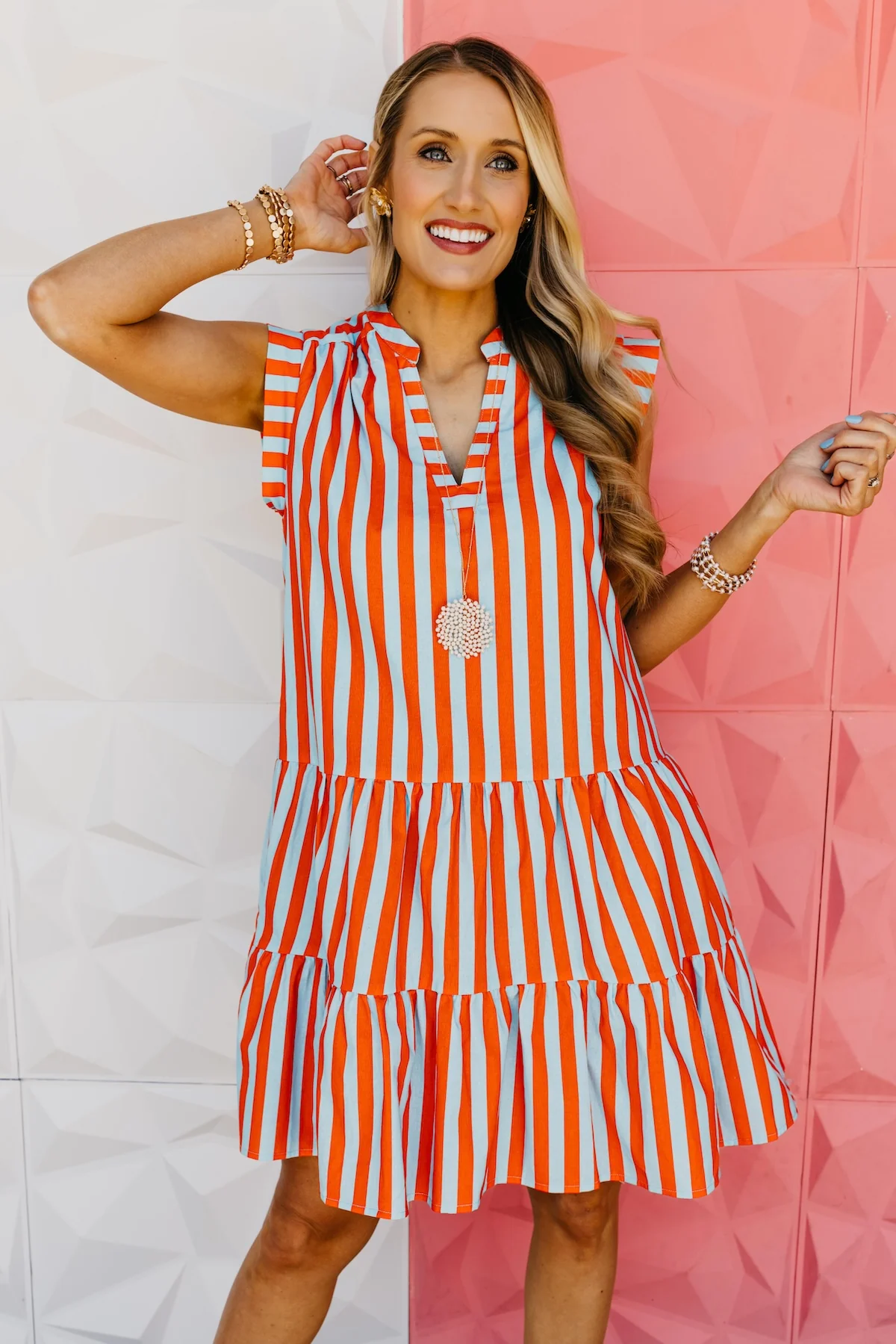 The Maci Striped Tiered Mini Dress - Image 6