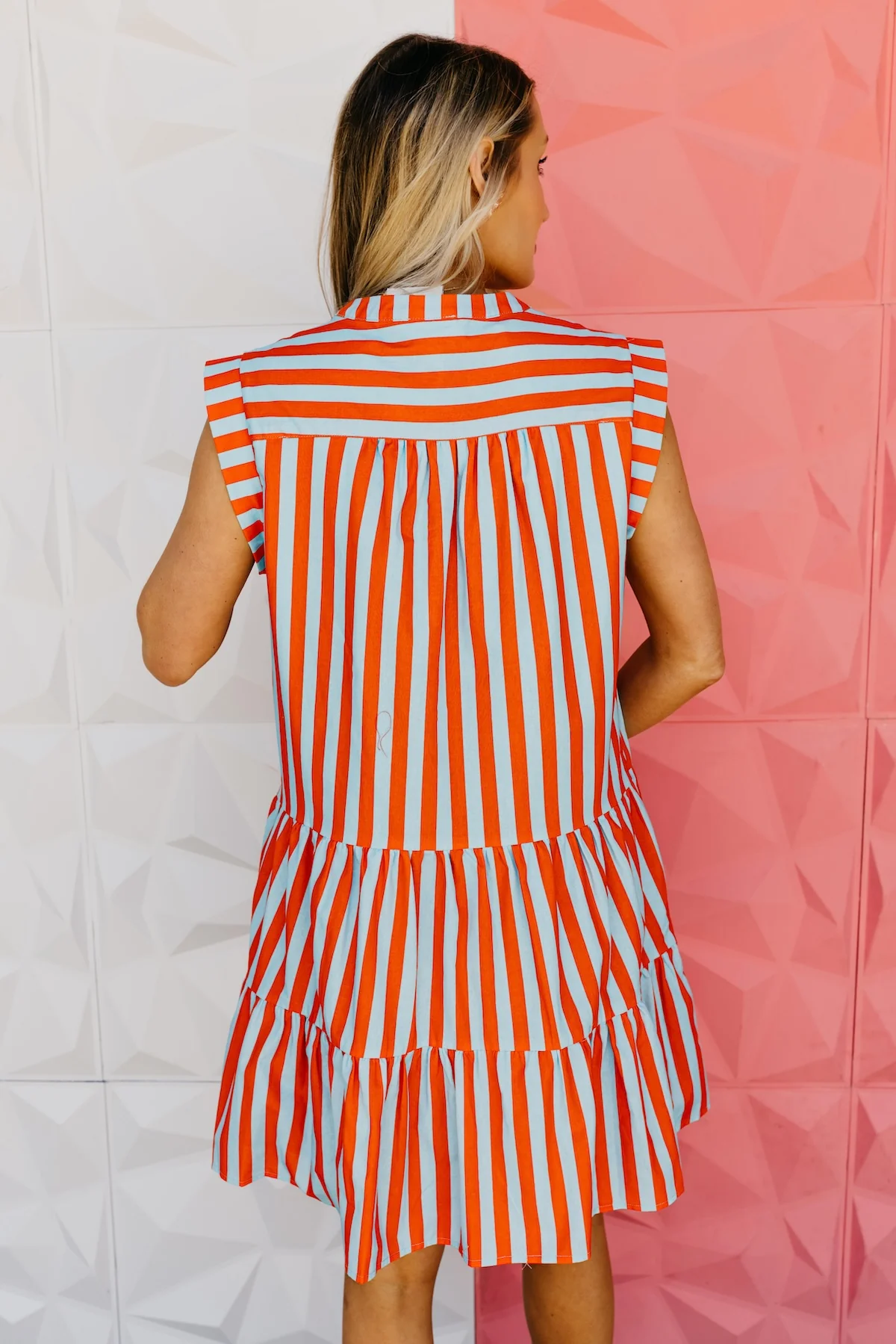 The Maci Striped Tiered Mini Dress - Image 7