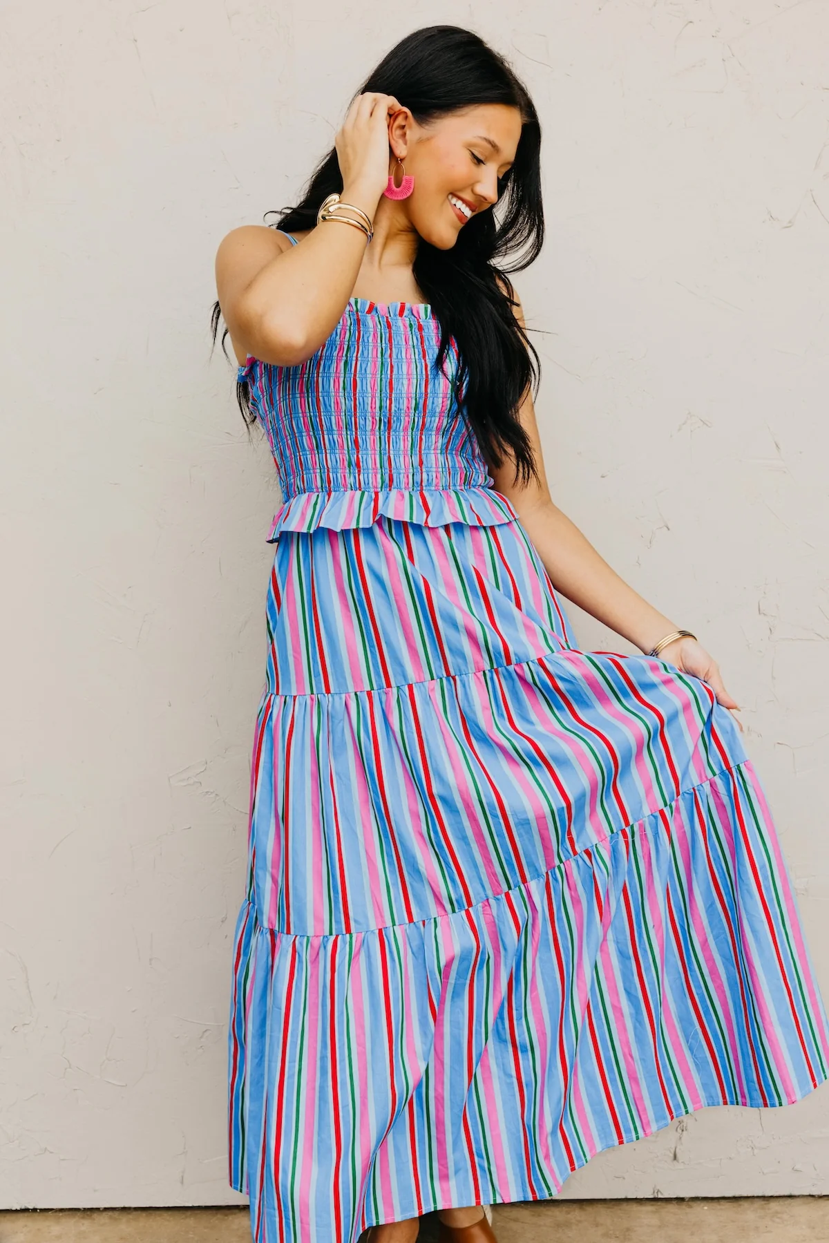 The Makayla Smocked Bodice Maxi Dress - Image 3