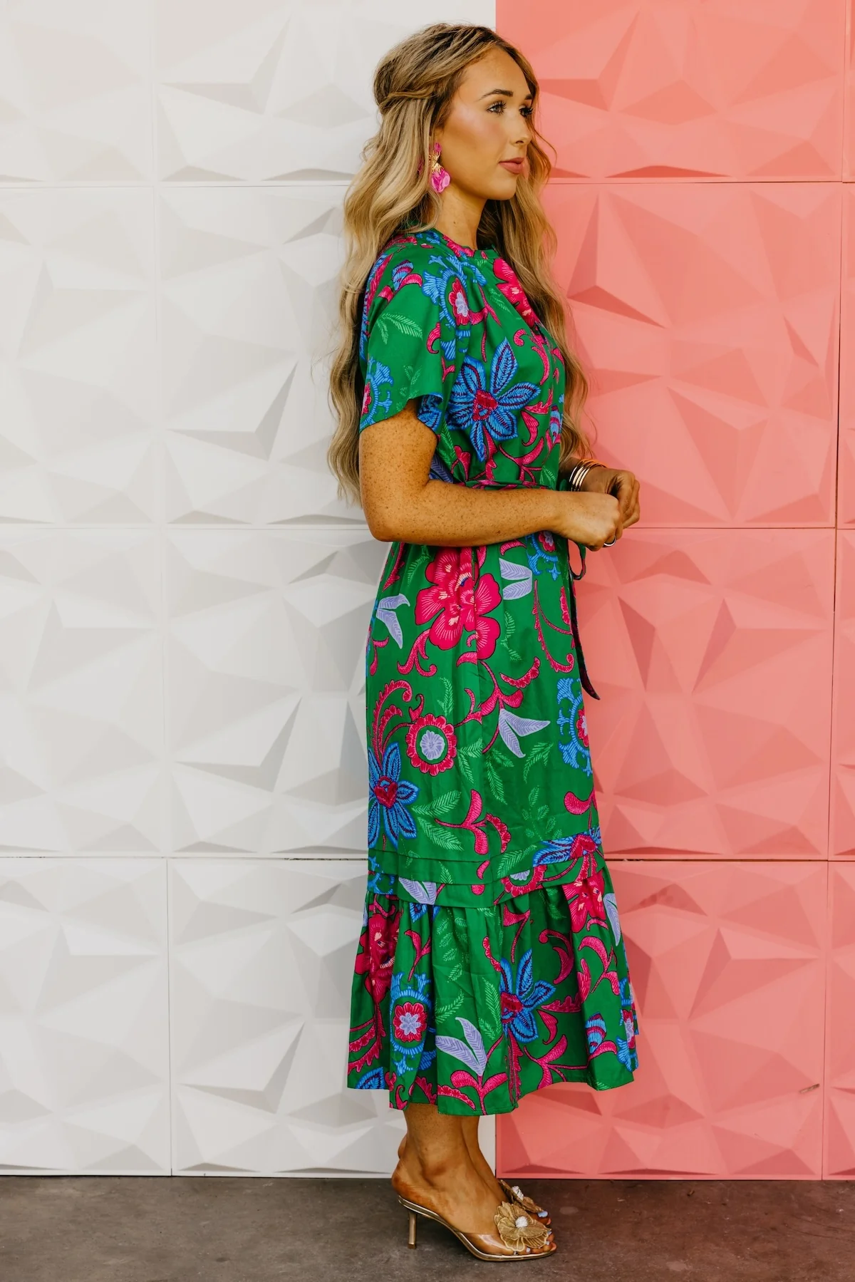 The Marcos Floral Pleated Midi Dress - Image 11