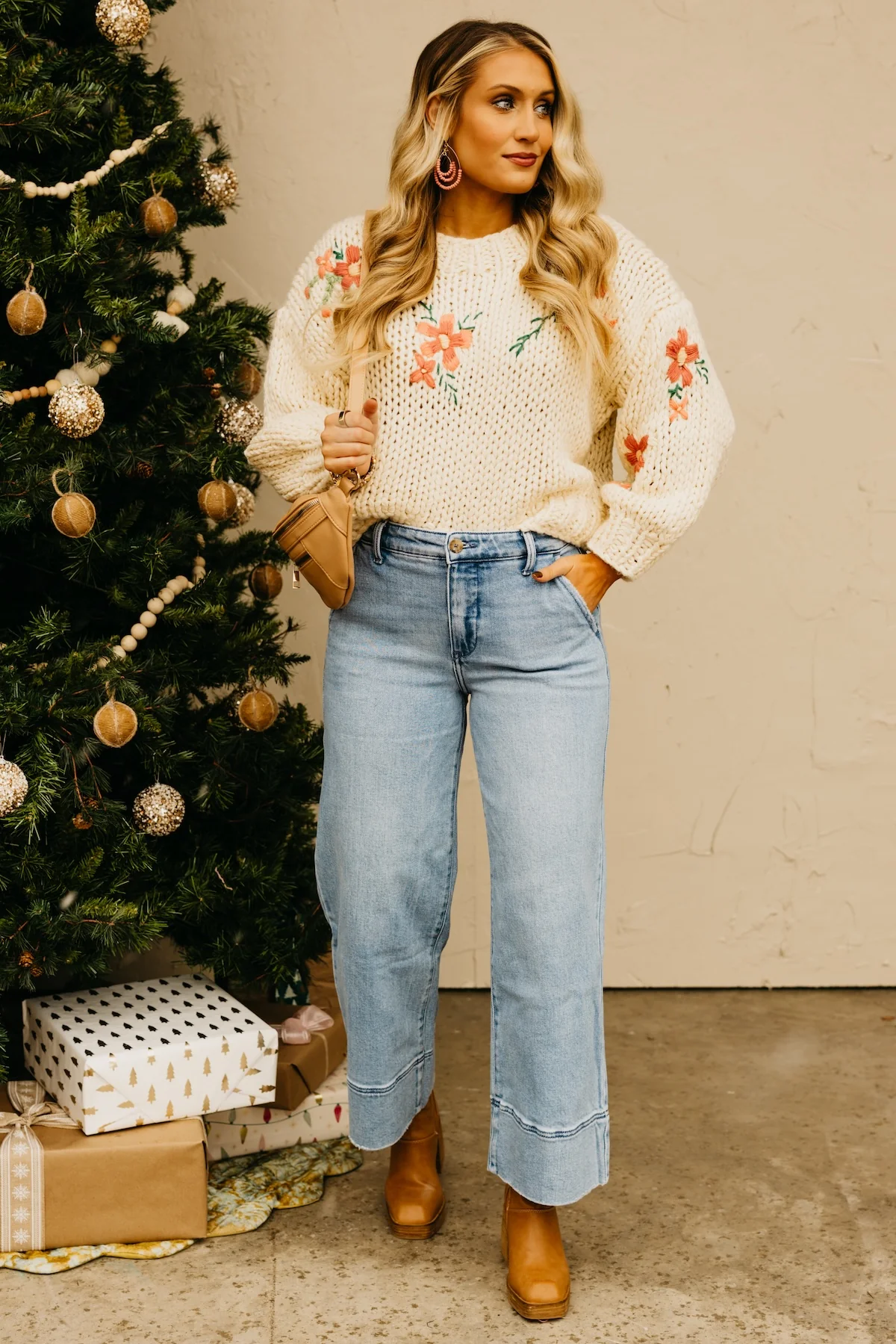 The Maria Floral Embroidered Chunky Knit Sweater - Image 4