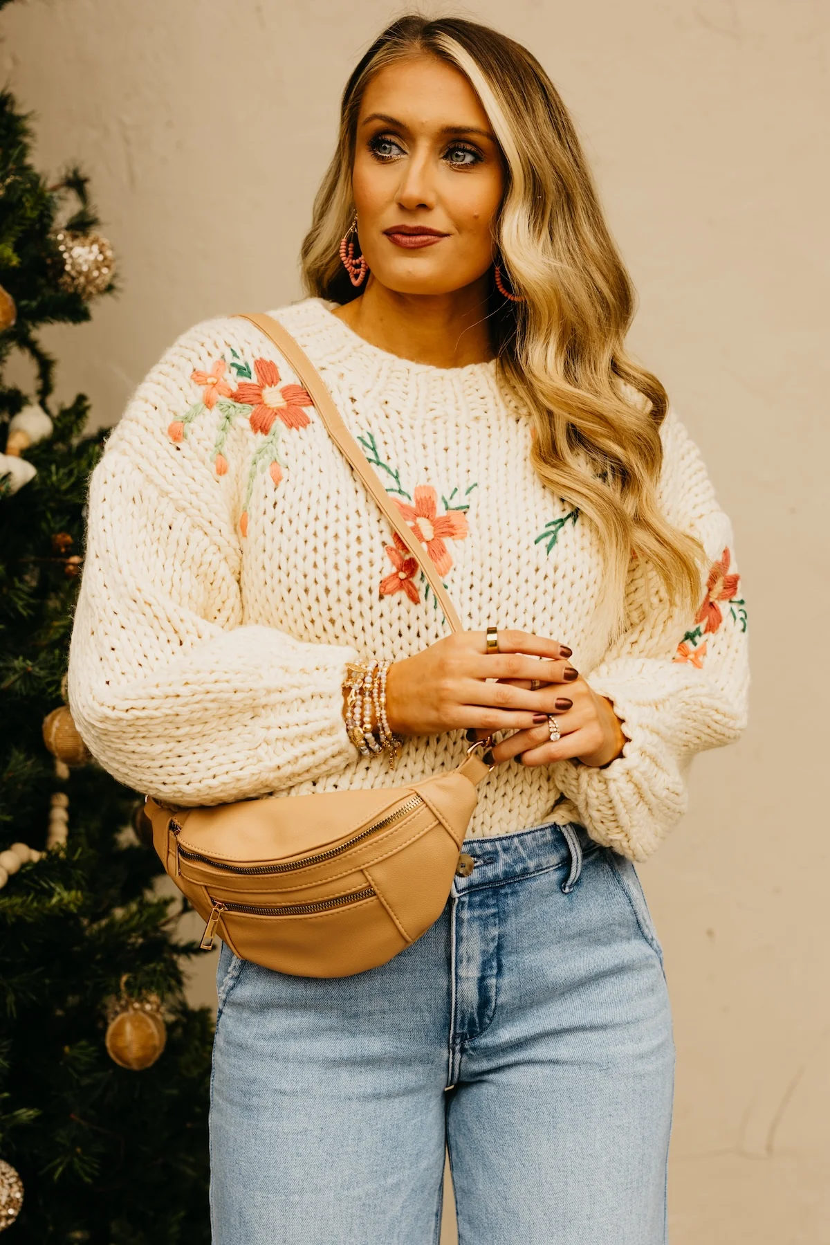 The Maria Floral Embroidered Chunky Knit Sweater - Image 7