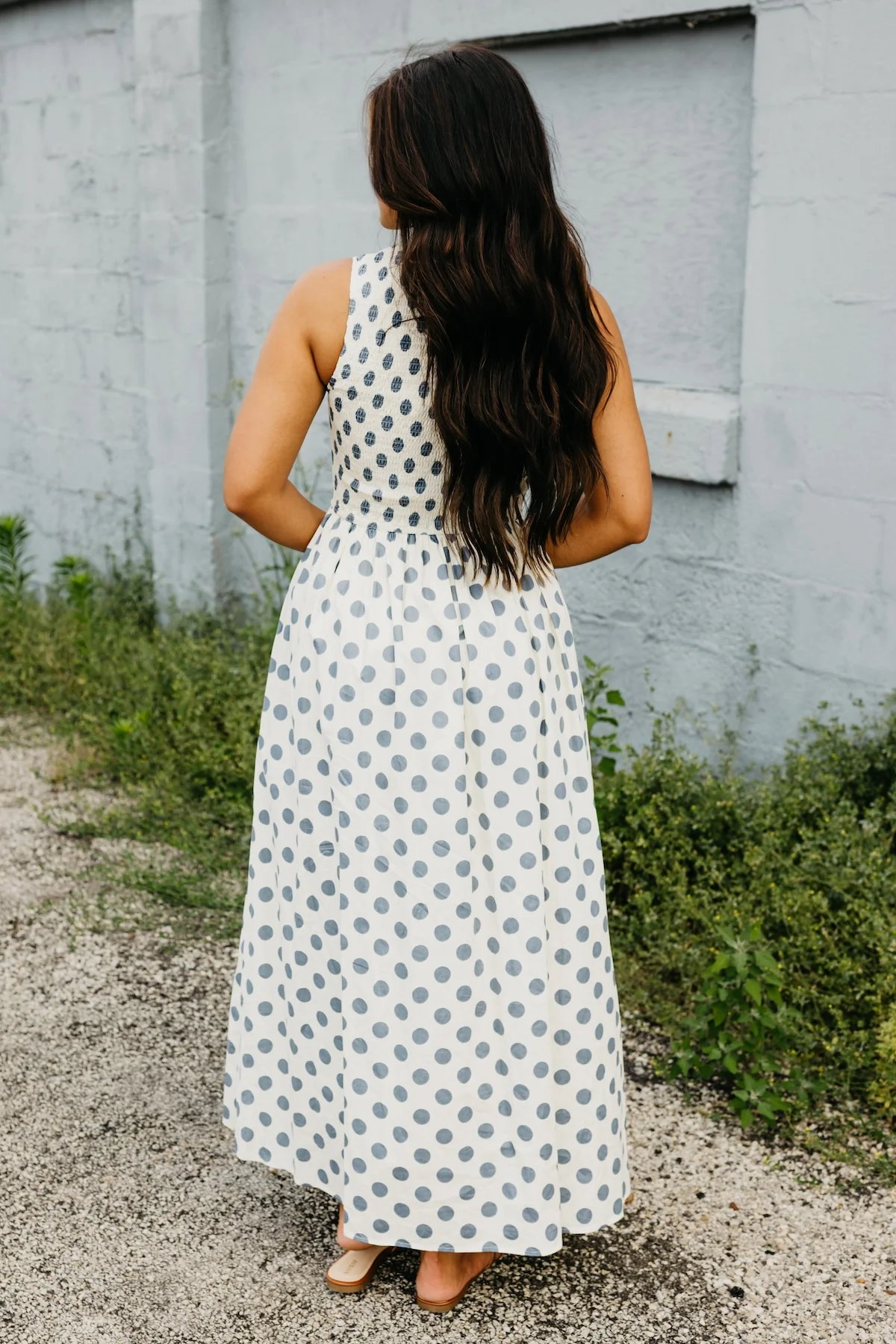 The Marlee Smocked Polka Dot Midi Dress - Image 10
