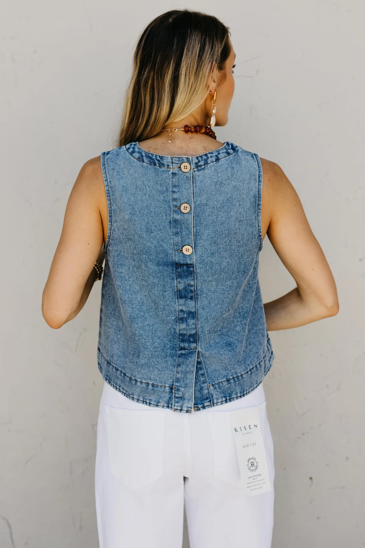 The Maximillian Button Back Chambray Top - Image 8