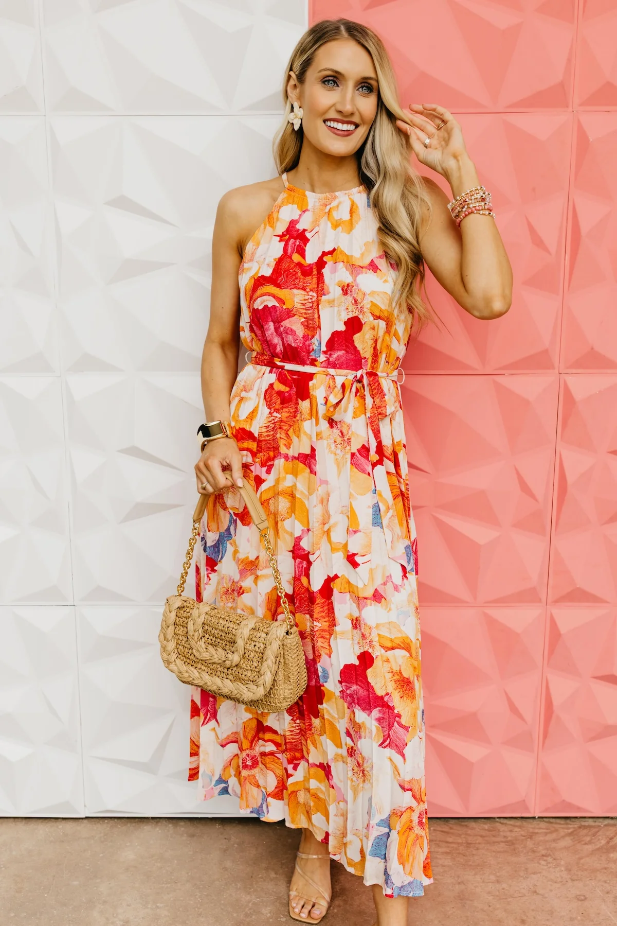 The Mexia Floral Pleated Midi Dress - Image 18