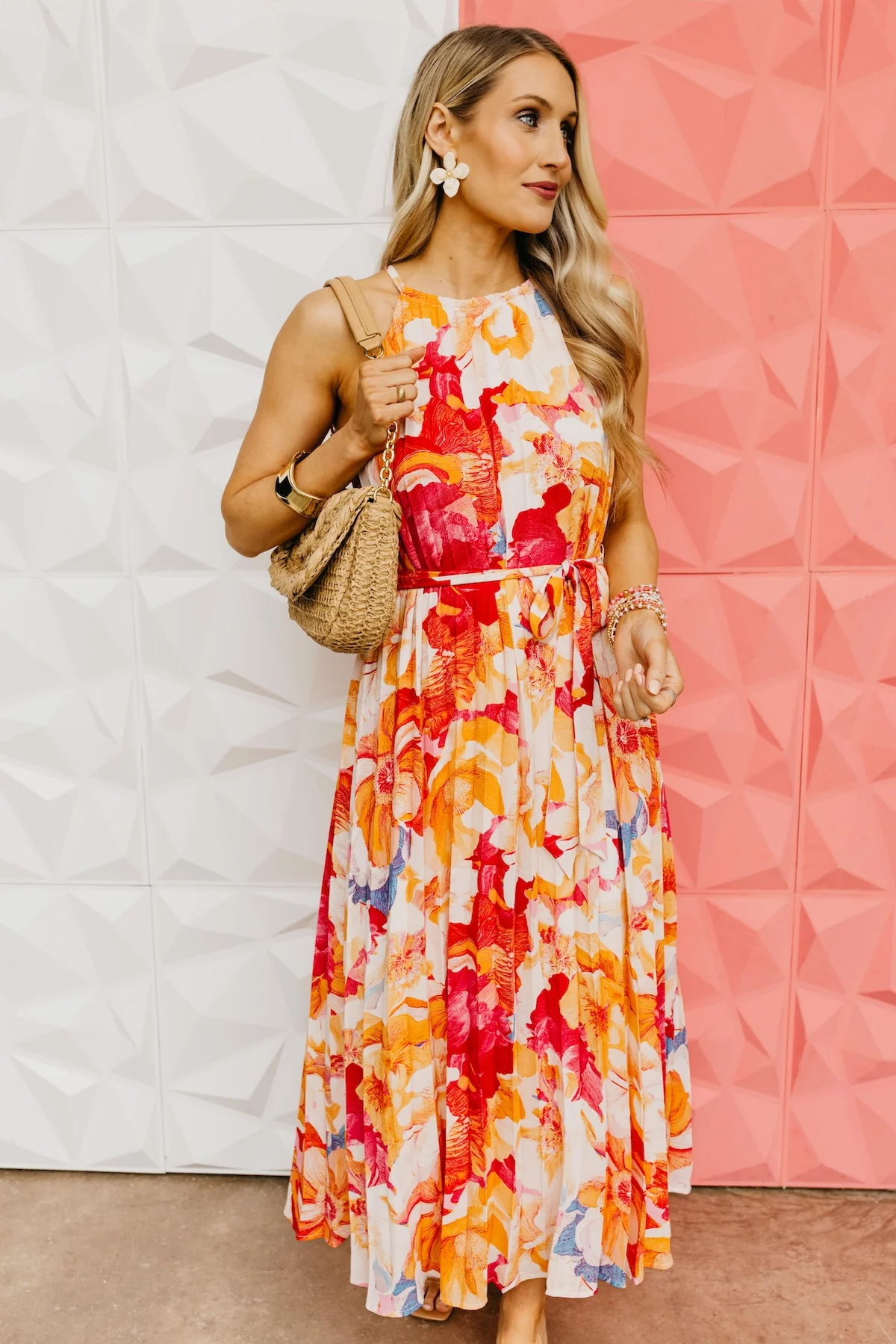 The Mexia Floral Pleated Midi Dress - Image 19