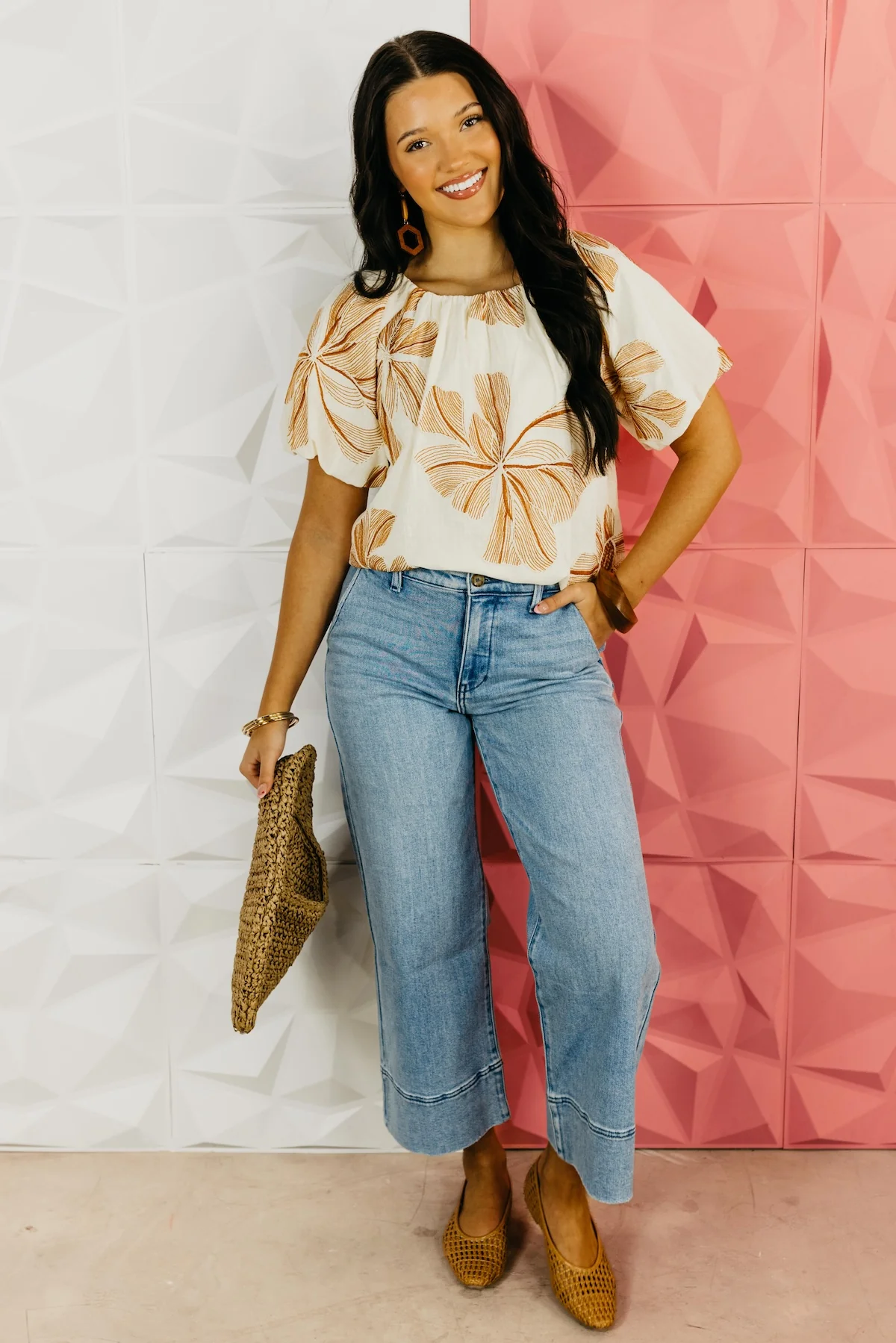The Mia Puff Sleeve Floral Embroidered Top - Image 2