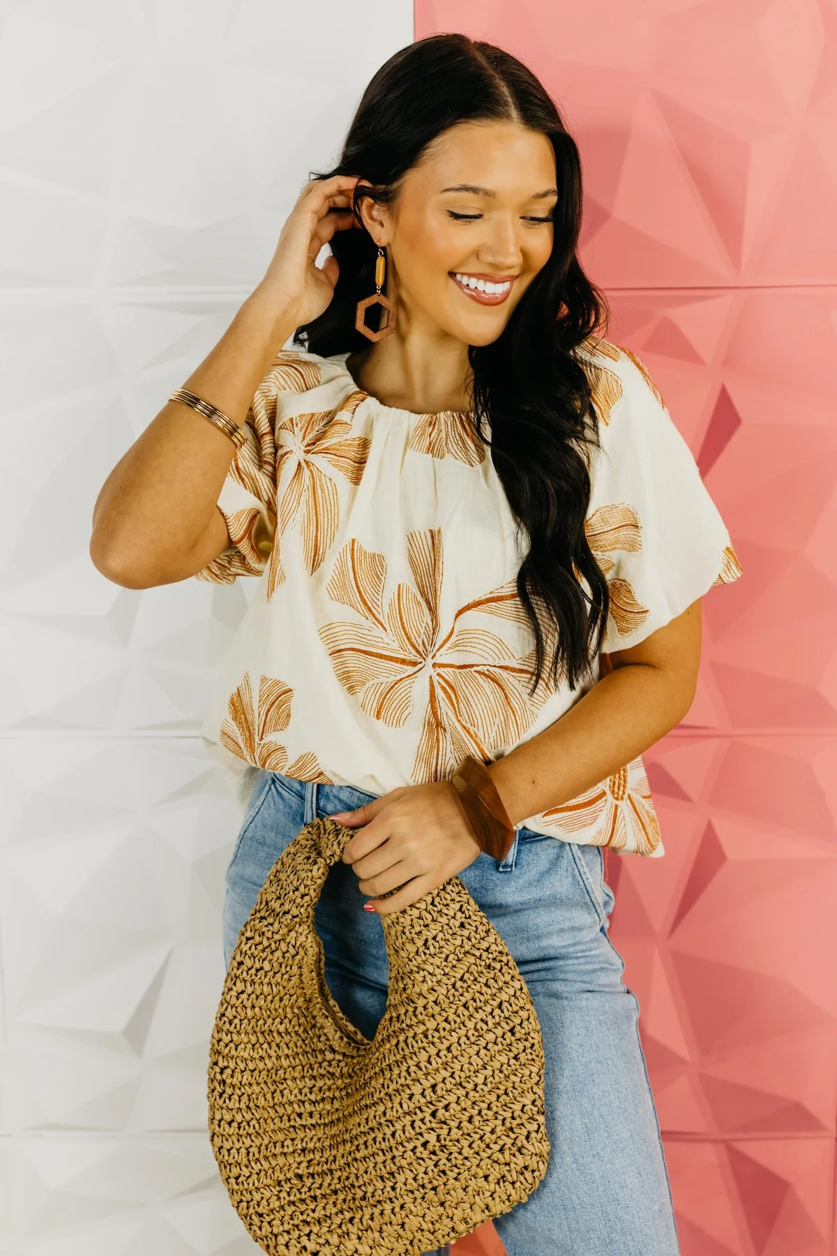 The Mia Puff Sleeve Floral Embroidered Top - Image 3