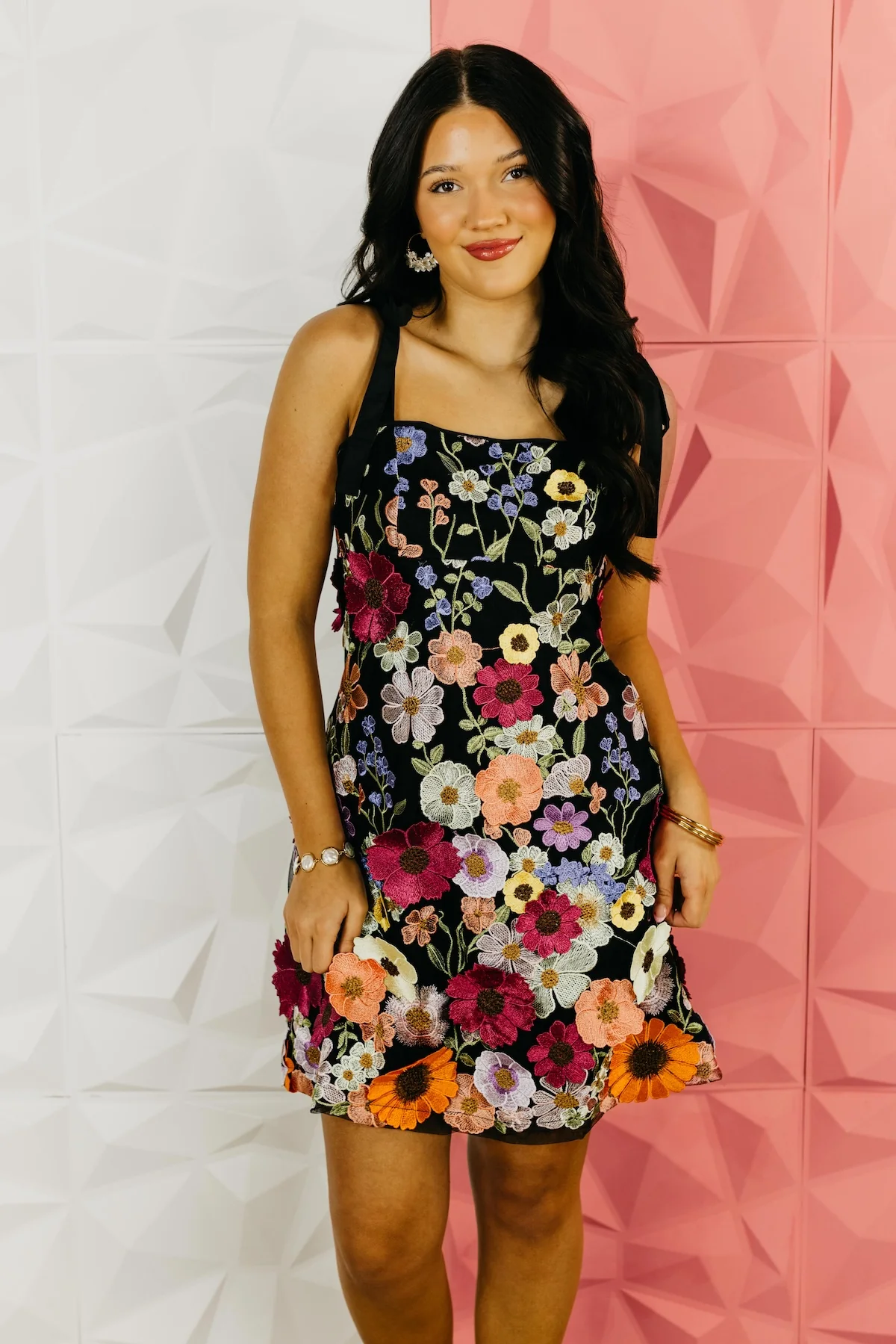 The Micah Embroidered Floral Mini Dress - Image 10