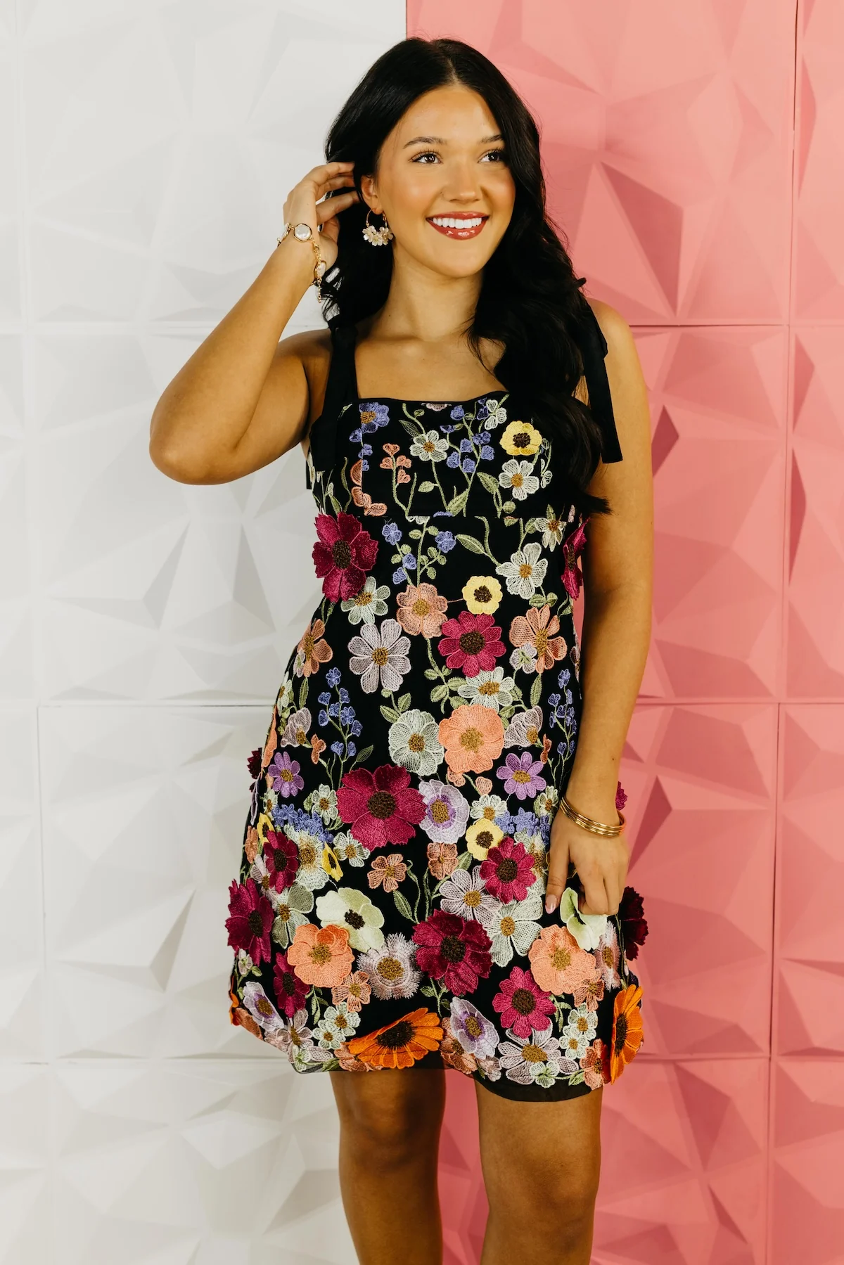 The Micah Embroidered Floral Mini Dress - Image 11