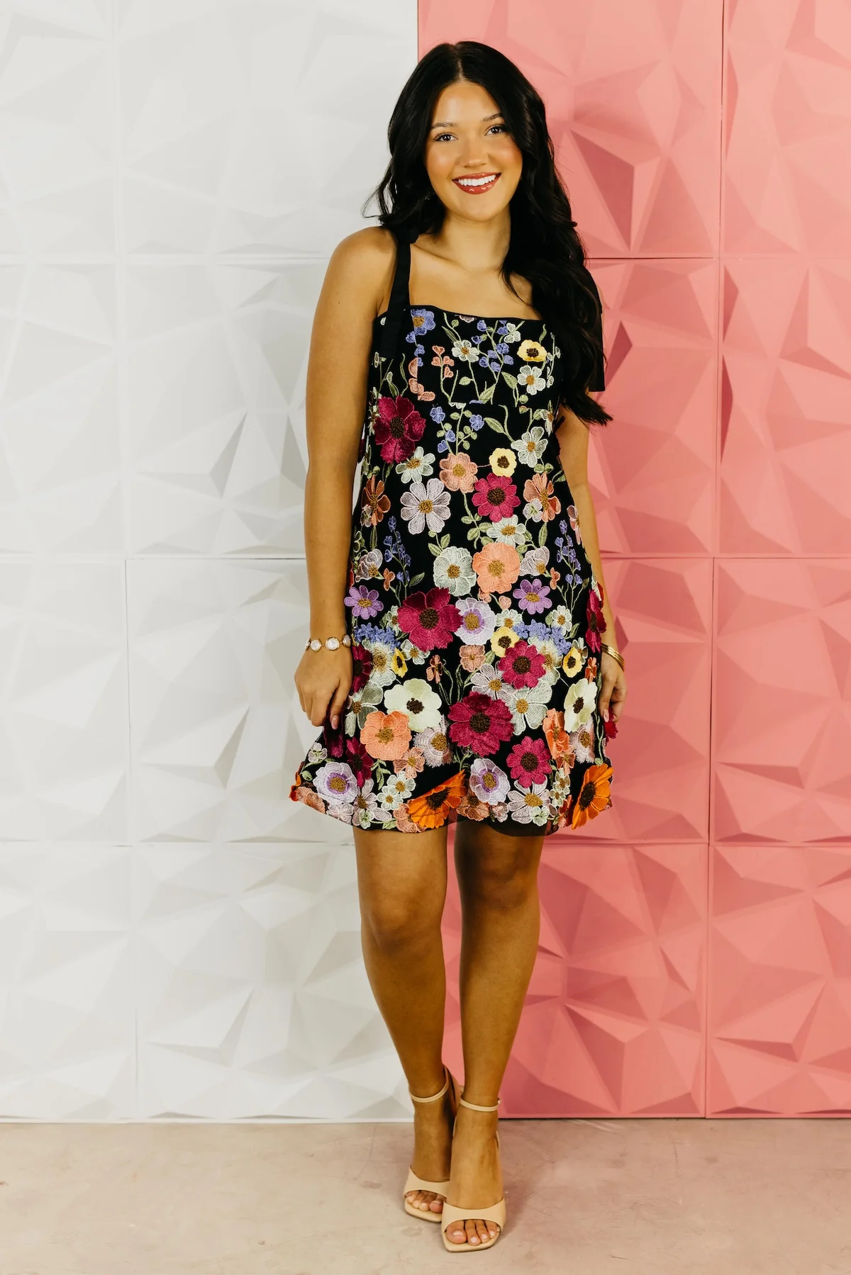 The Micah Embroidered Floral Mini Dress - Image 3