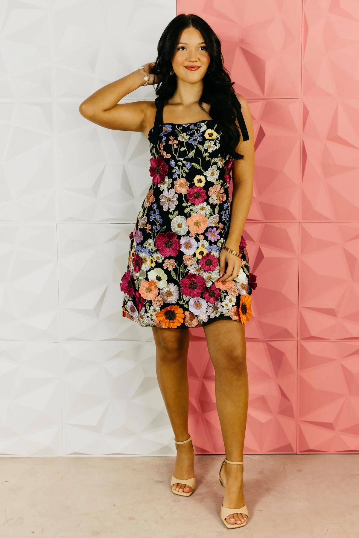 The Micah Embroidered Floral Mini Dress - Image 6