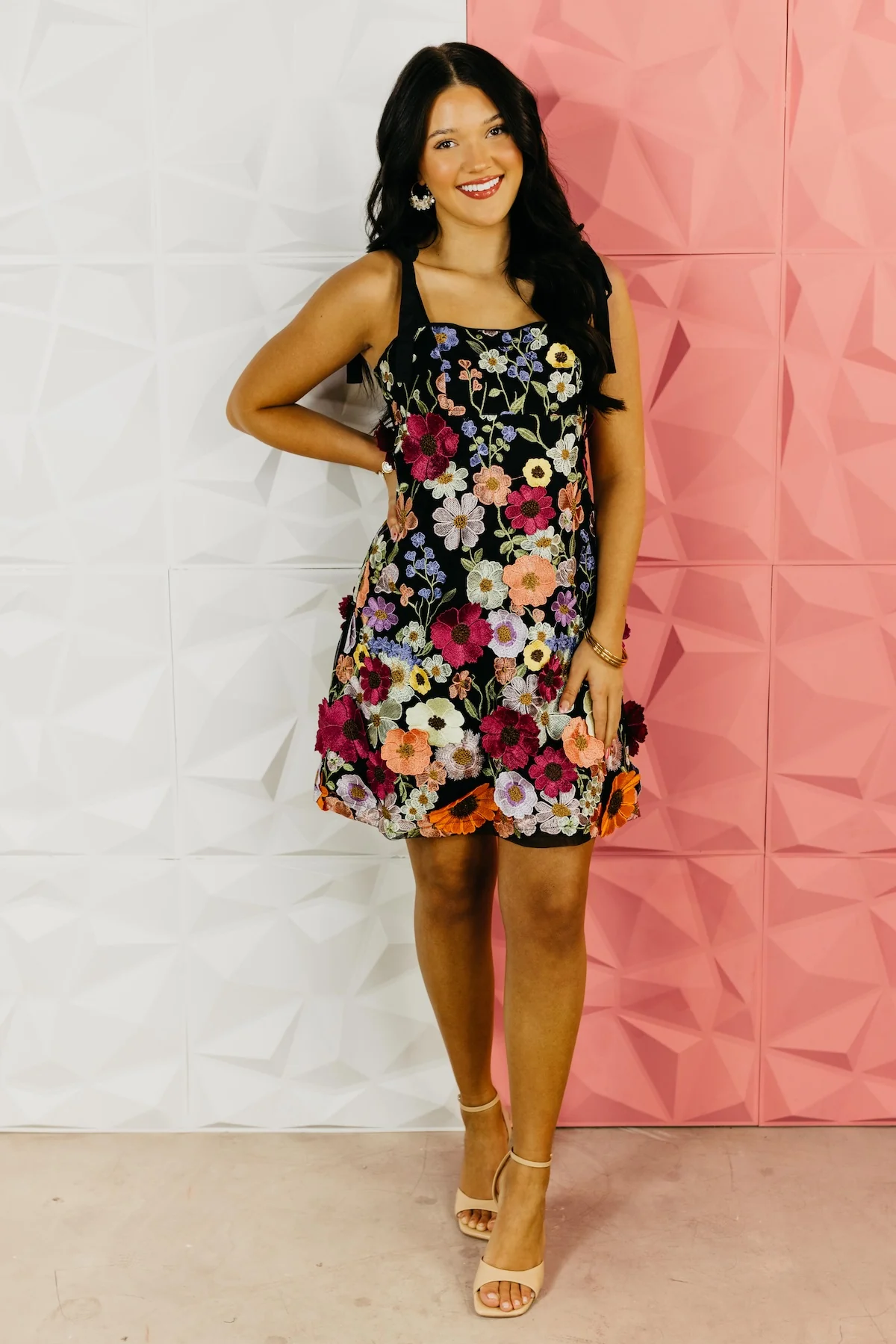 The Micah Embroidered Floral Mini Dress - Image 9