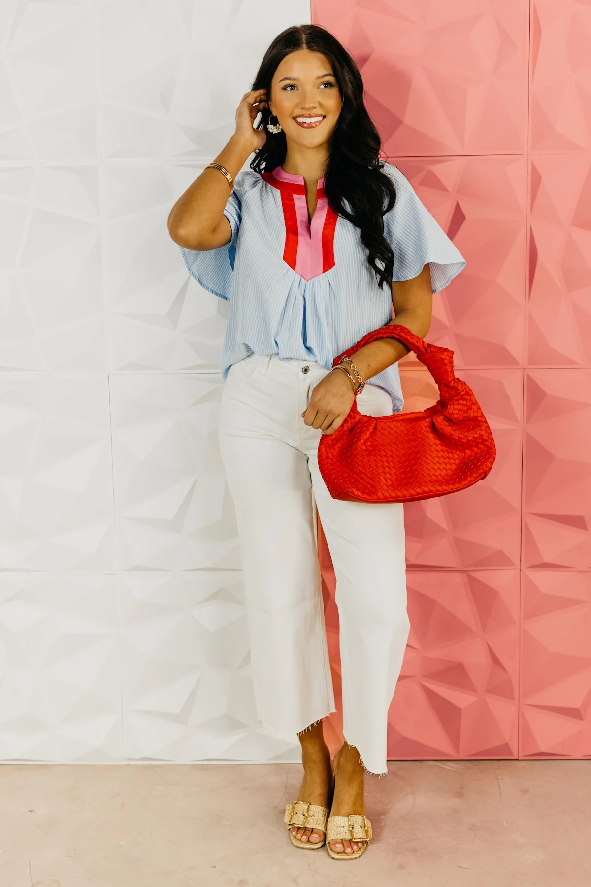 The Mila Striped Contrast Top - Image 2