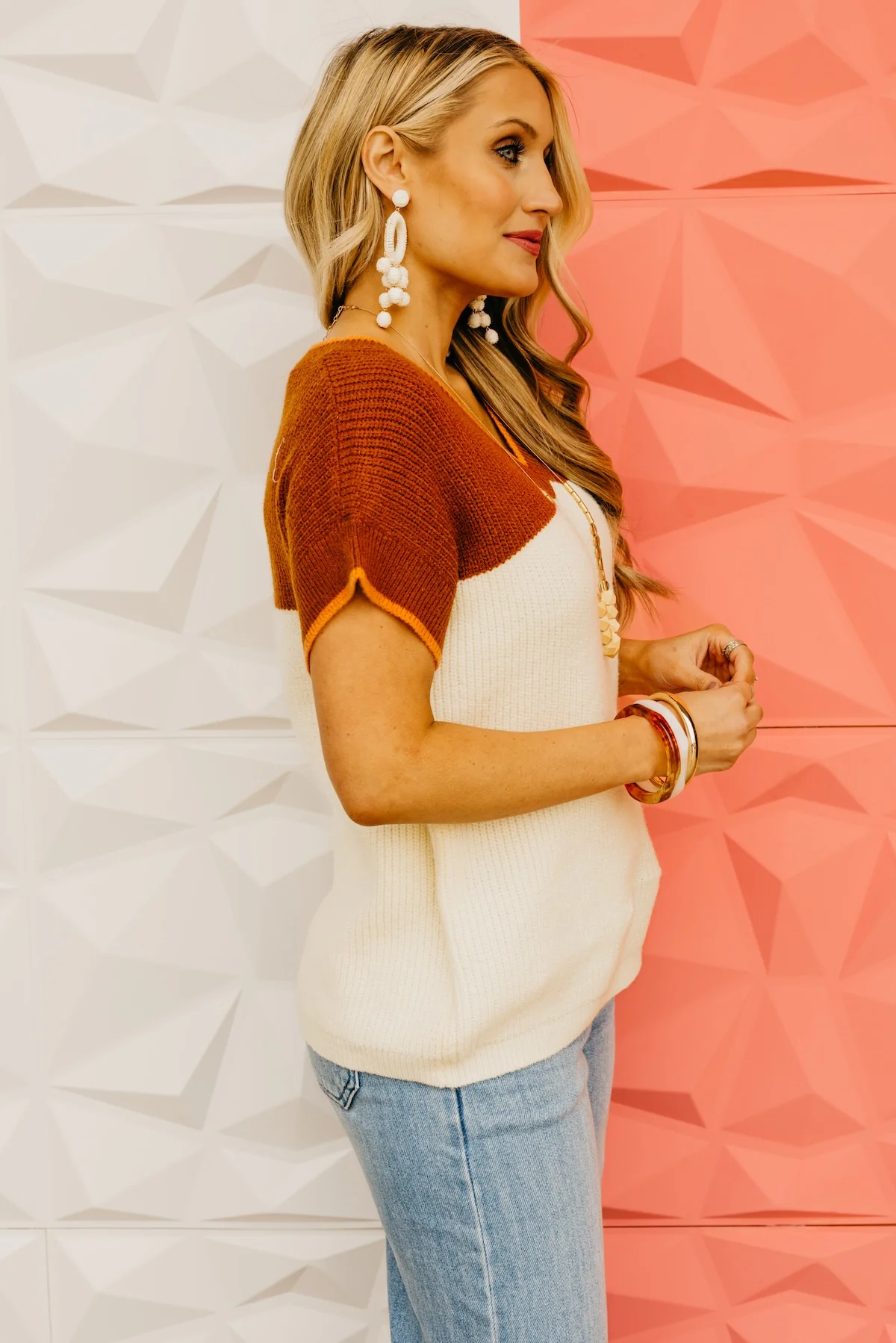 The Mimi Color Block V Neck Sweater - Image 13