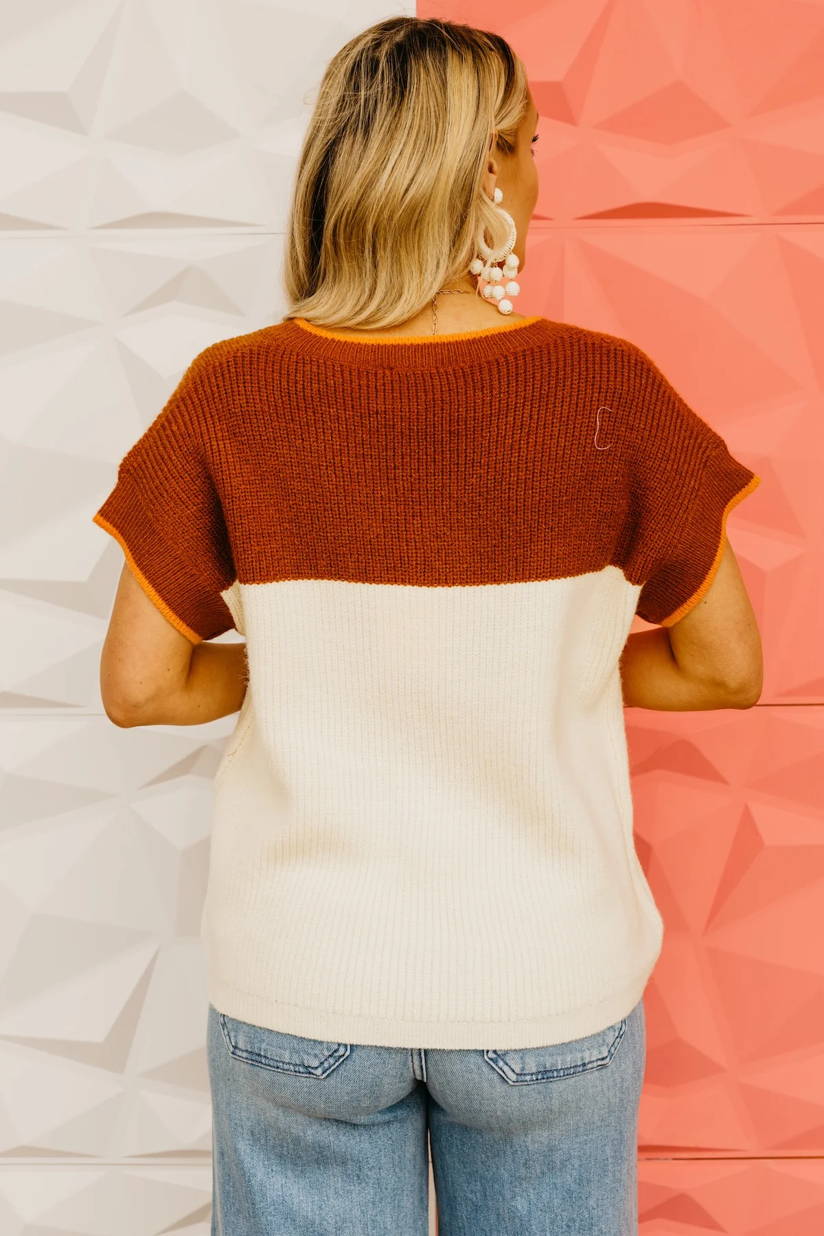 The Mimi Color Block V Neck Sweater - Image 14