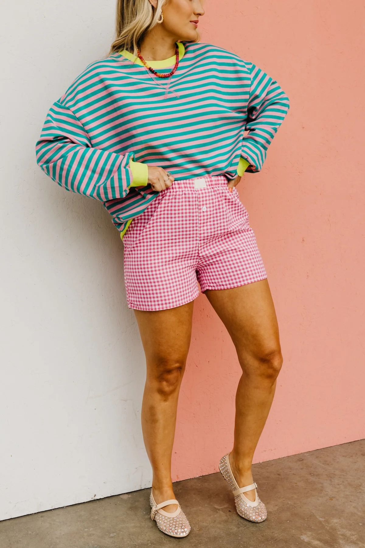 The Mina Gingham Cuffed Shorts - Image 2