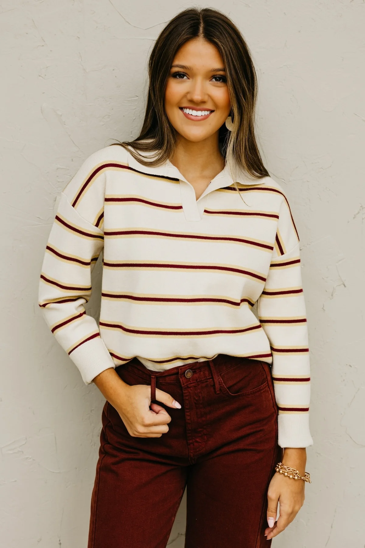 The Mindee Polo Collared Stripe Sweater - Image 6