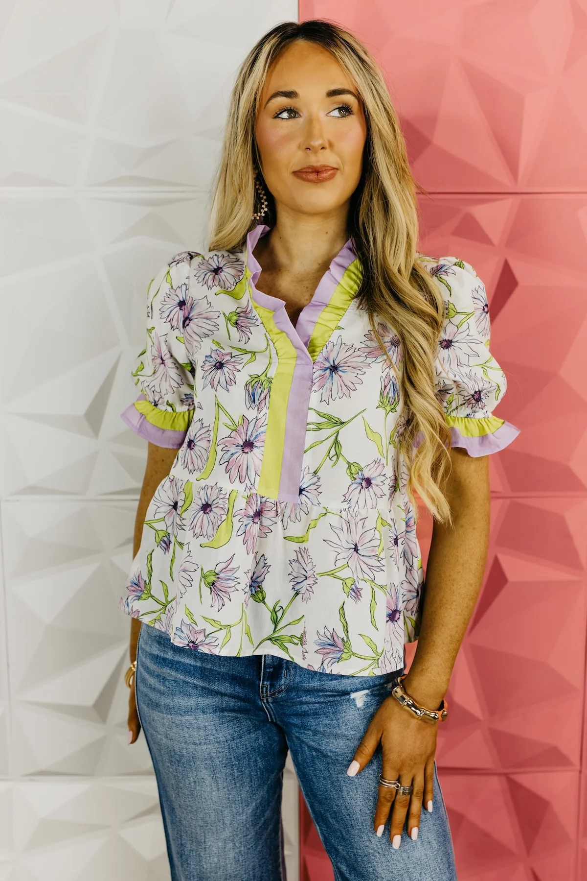 The Mini Floral Ruffle Woven Top - Image 4